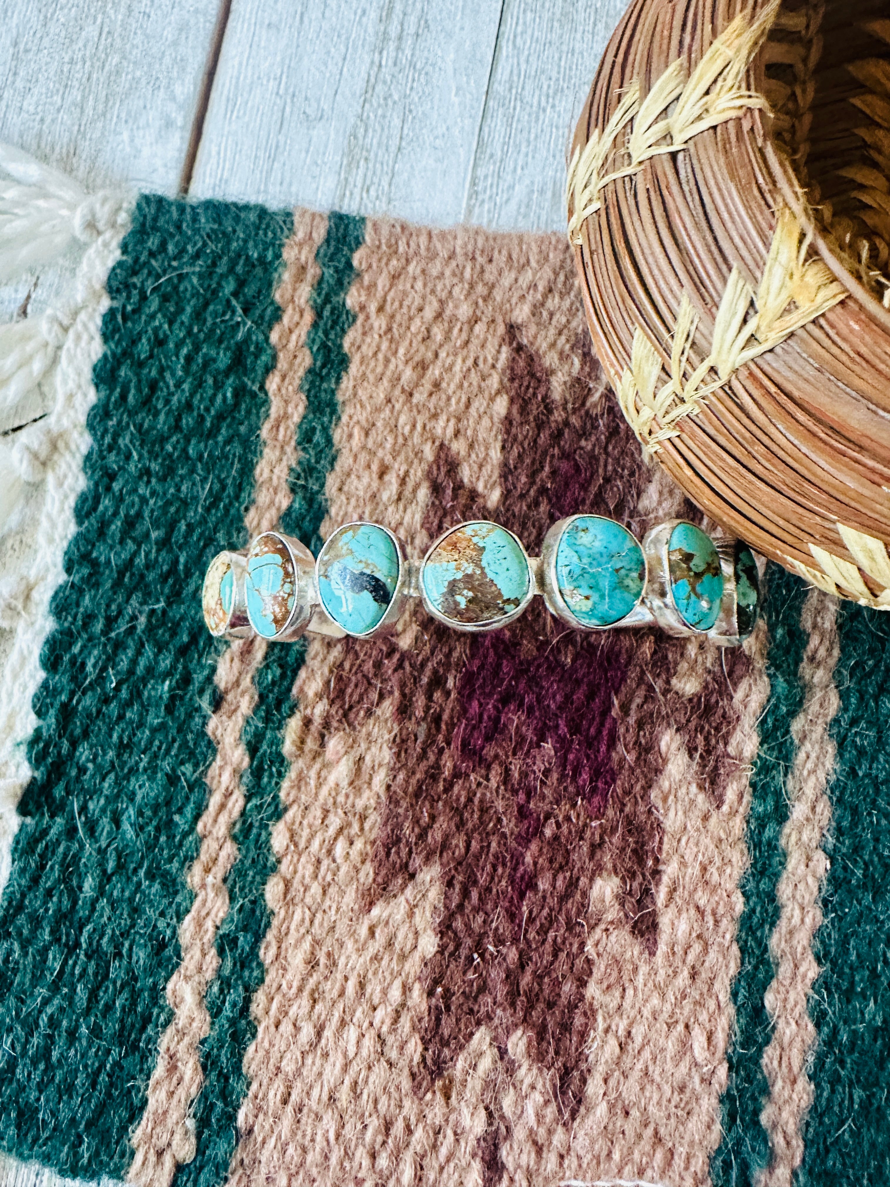 Navajo Number 8 Turquoise & Sterling Silver Cuff Bracelet