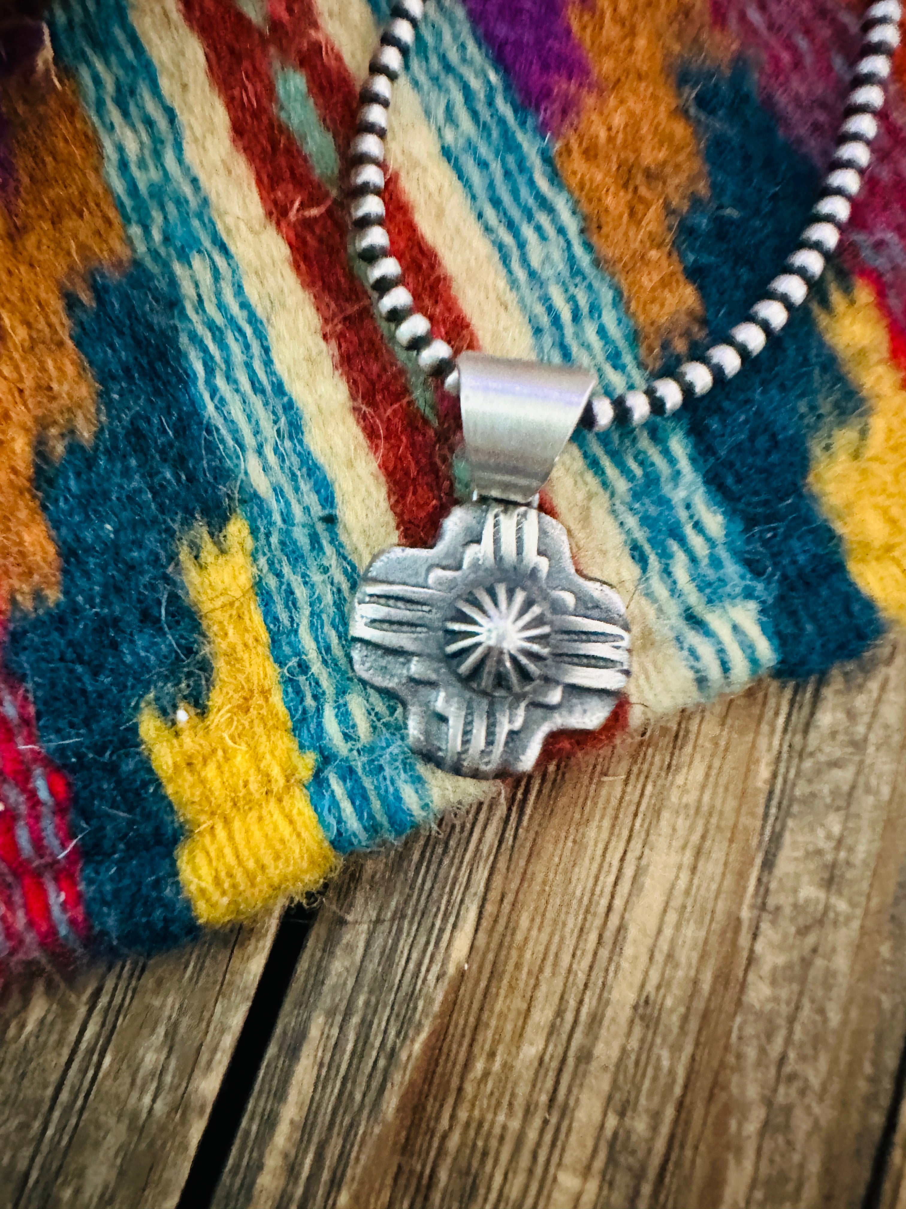 Handcrafted Sterling Silver Zia Cross Pendant by Chimney Butte