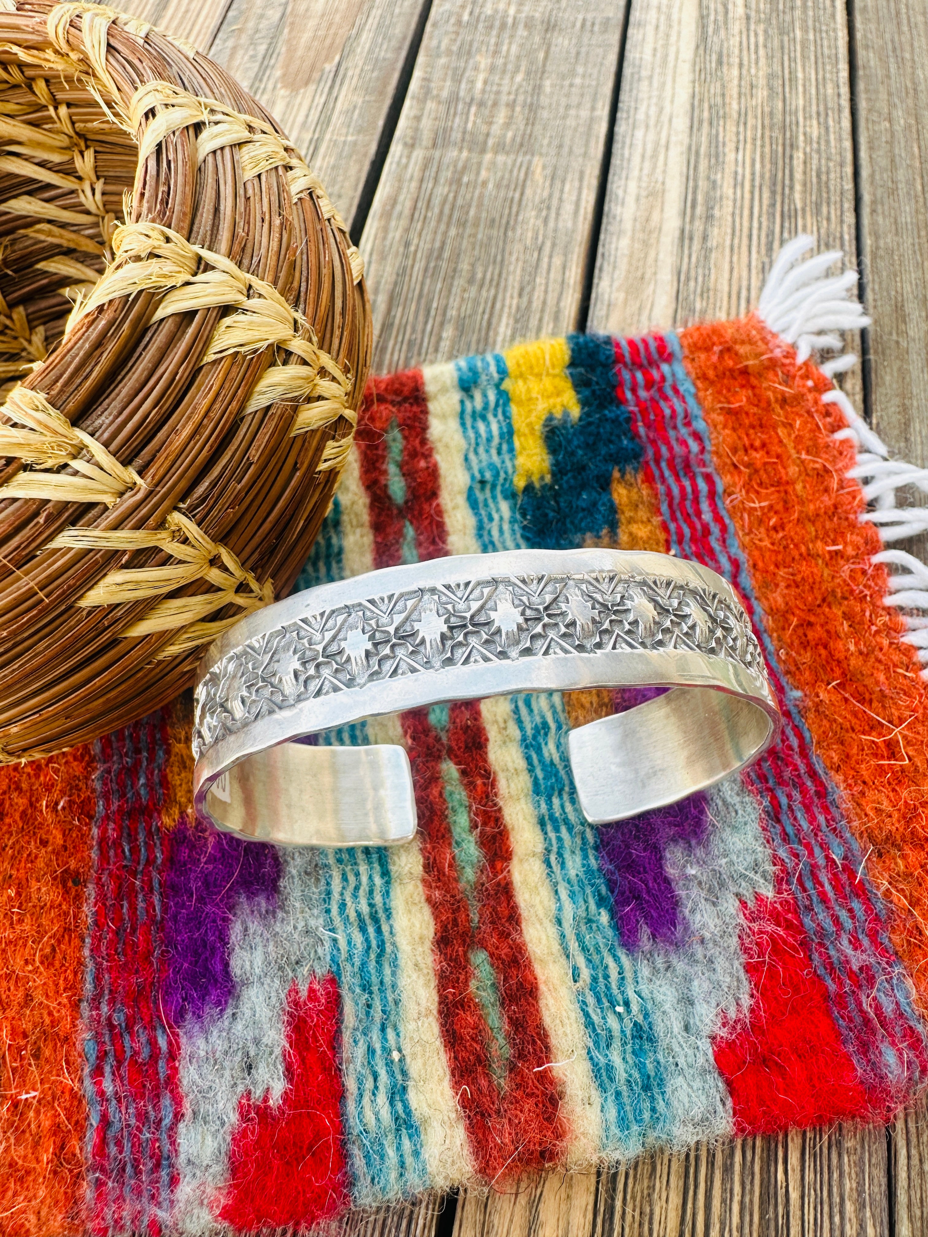 Handcrafted Sterling Silver Cuff Bracelet By Adrian Reeves Long