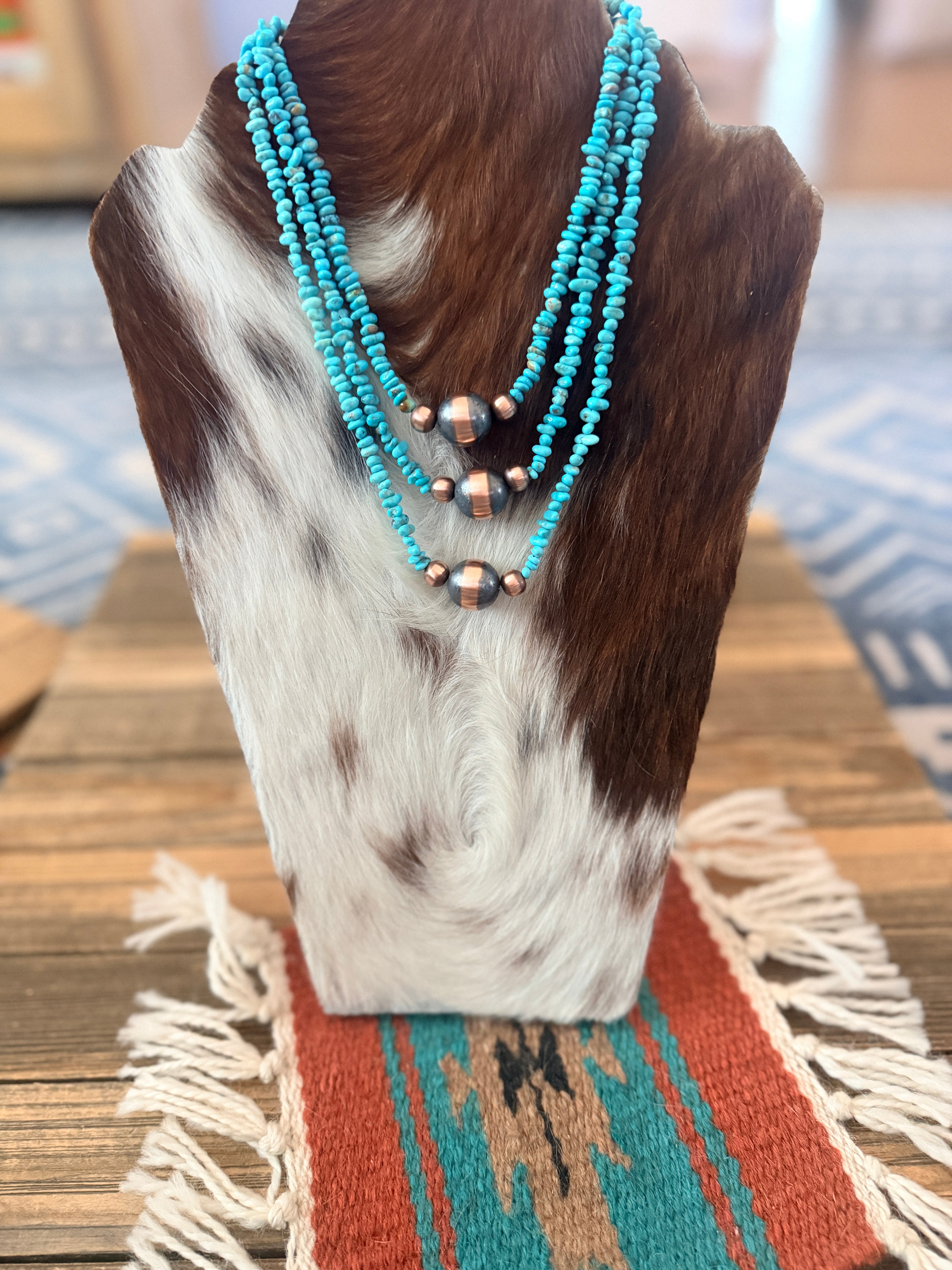 Handcrafted Turquoise & Copper Beaded Necklace