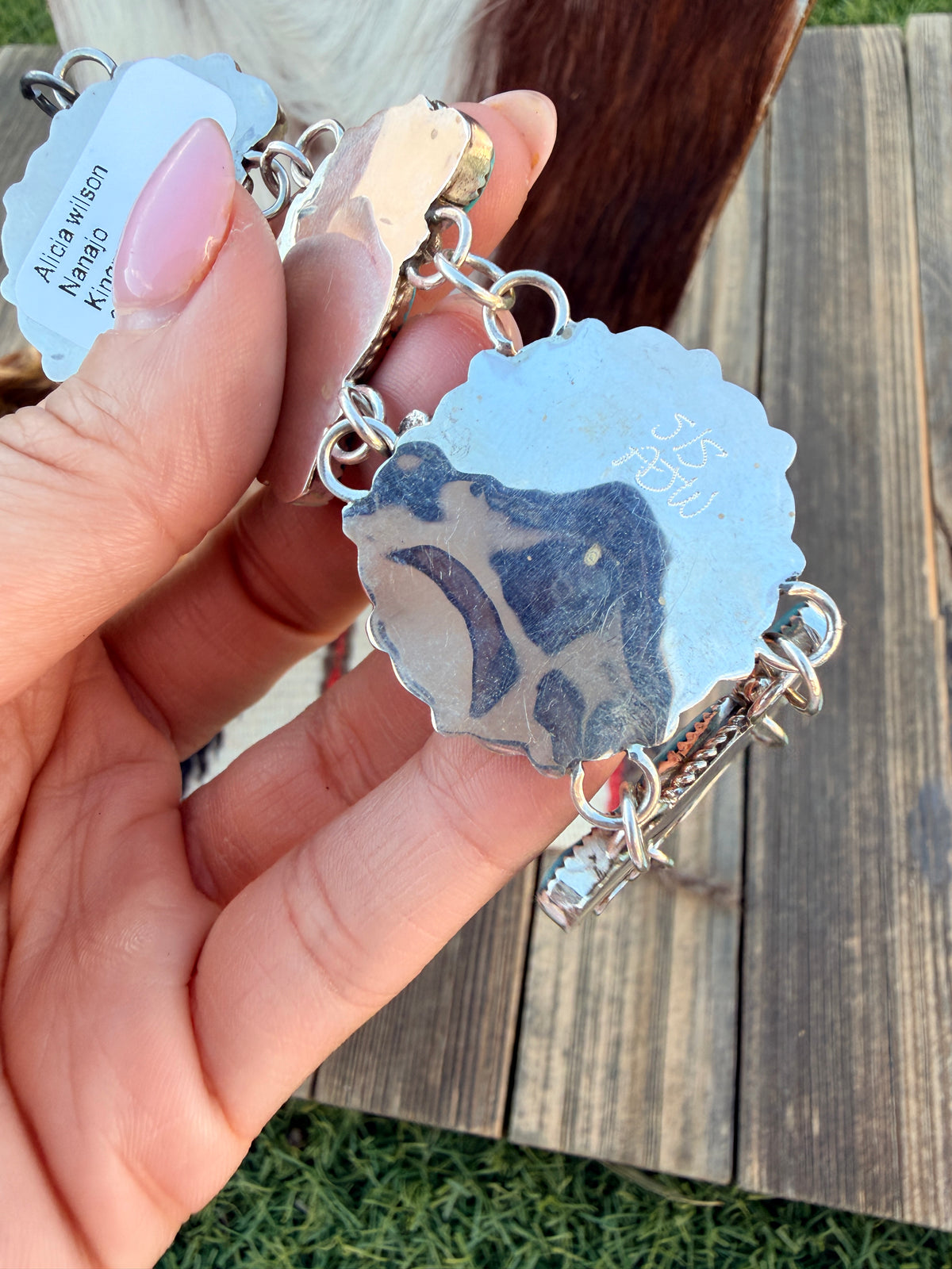 Handcrafted Turquoise & Sterling Silver Cluster Necklace by Alicia Wilson