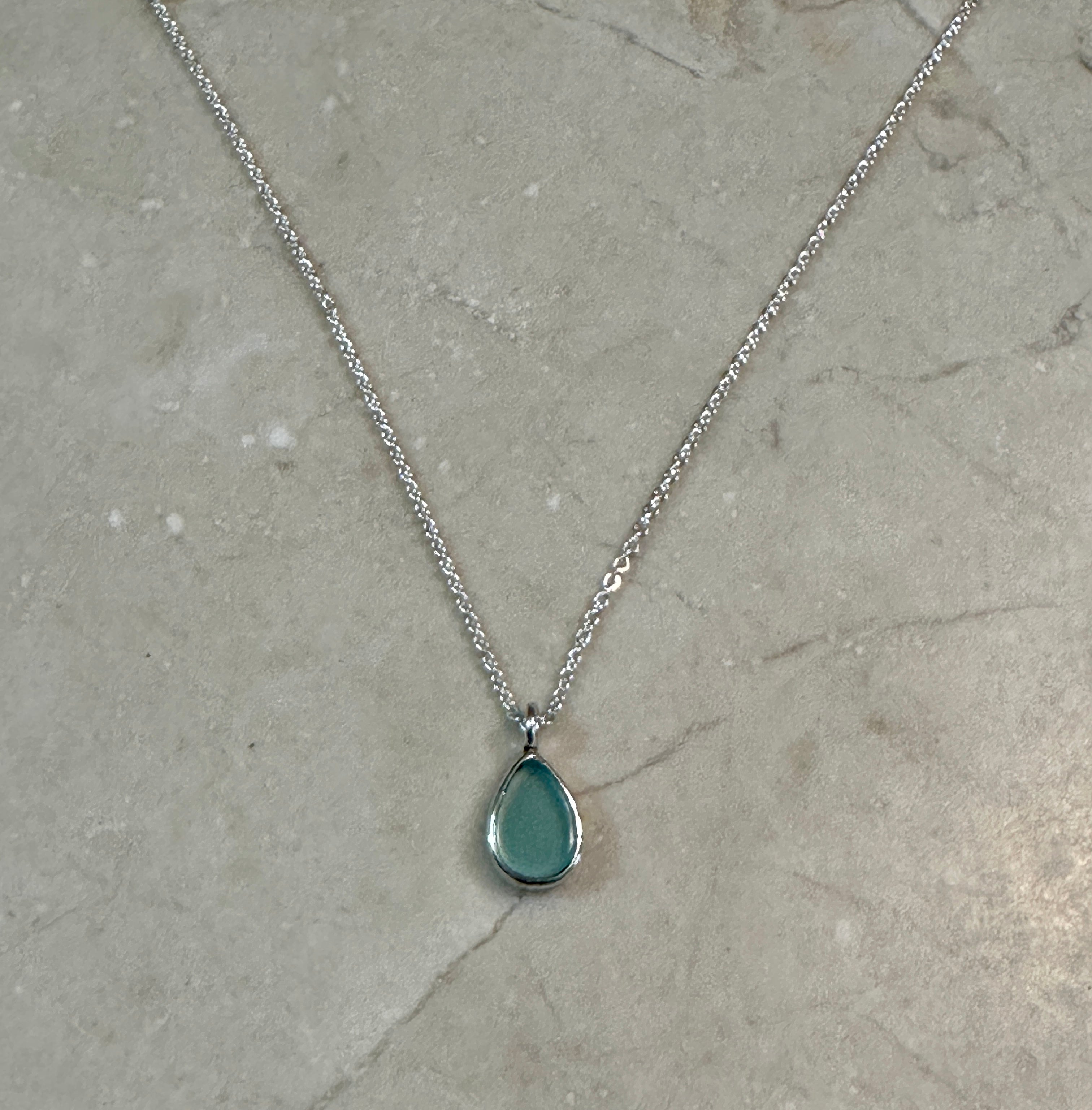 Petite Chalcedony Teardrop Necklace