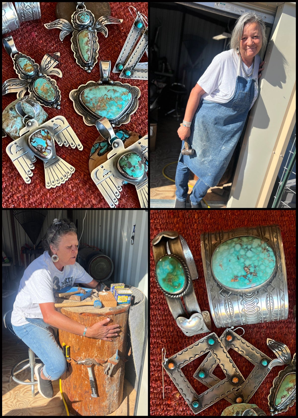 Kimari Somers Hand Stamped Sterling Silver and Turquoise Winged Bug Pendant