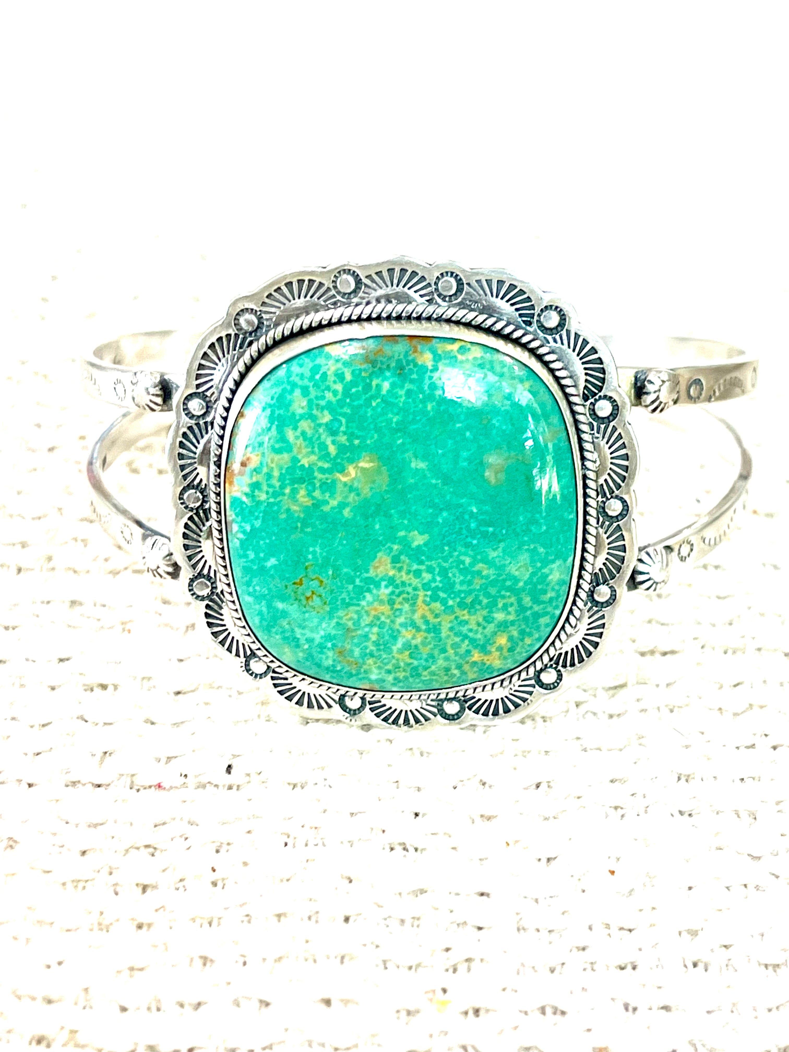 Gorgeous Handmade Sterling Silver & Royston Turquoise Cuff Bracelet