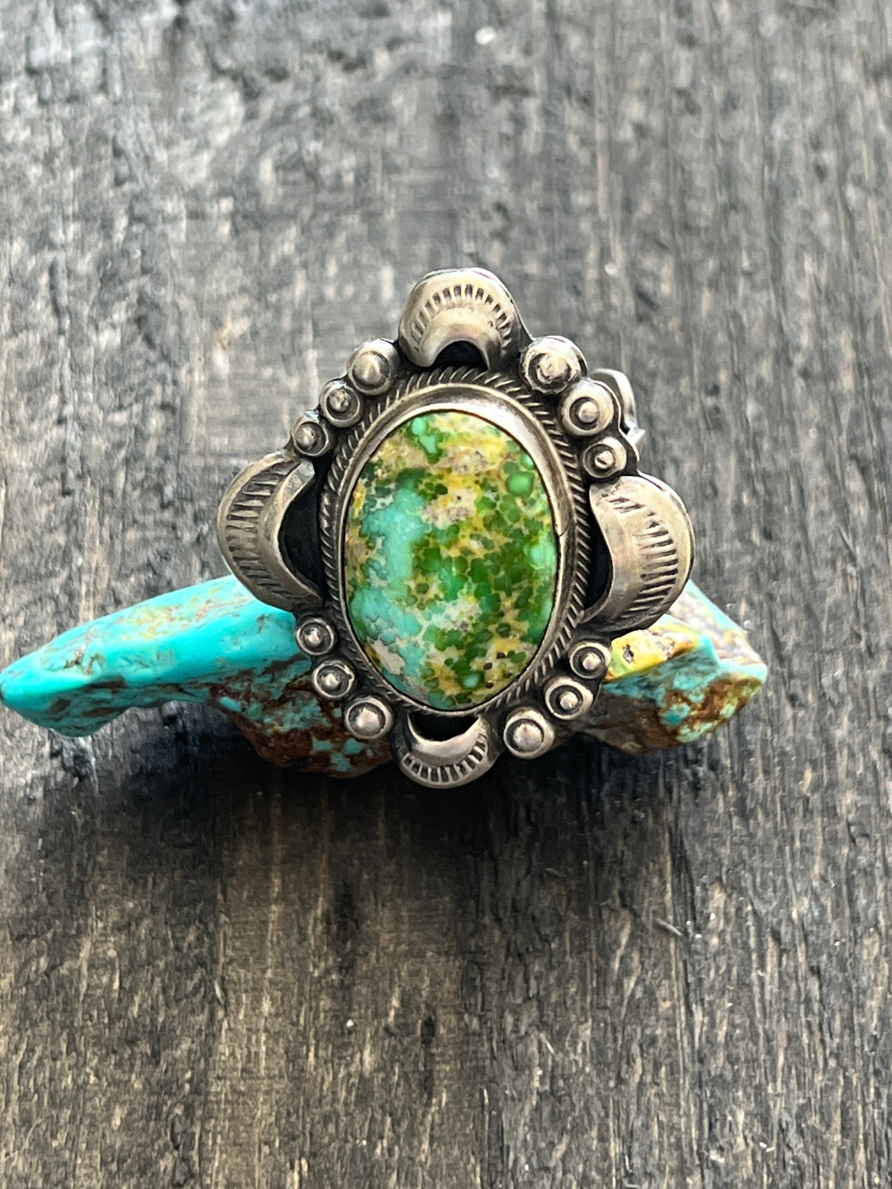 Handcrafted Sterling Silver and Sonoran Mountain Turquoise Single Stone Ring by Gilbert Tom, Size 9.5