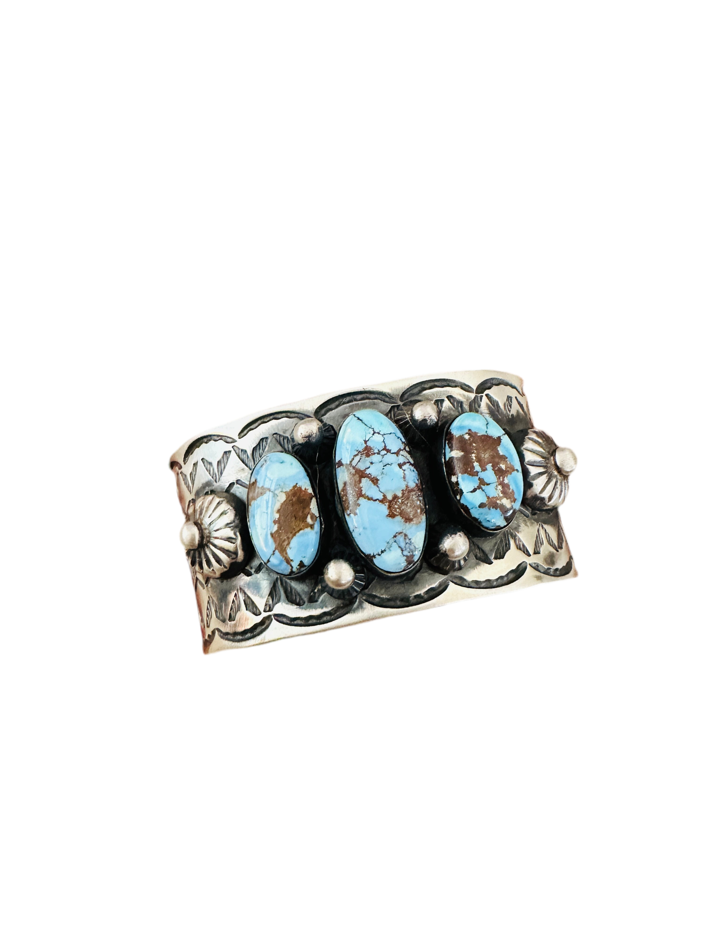 Handcrafted Sterling Silver & Golden Hills Turquoise Cuff Bracelet by Chimney Butte /