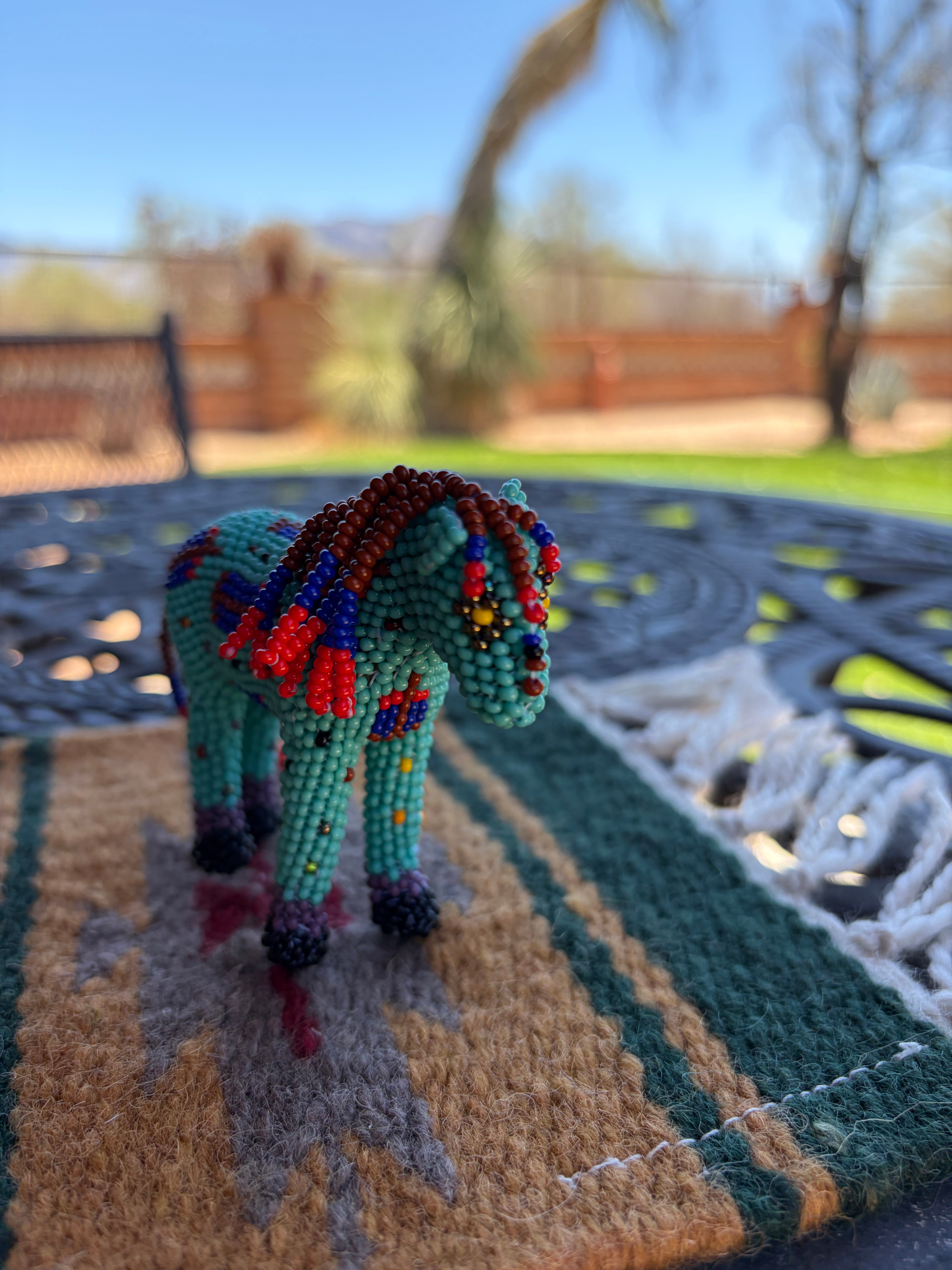 Handmade Peyote Stitched Horse Figurine- Turquoise 10