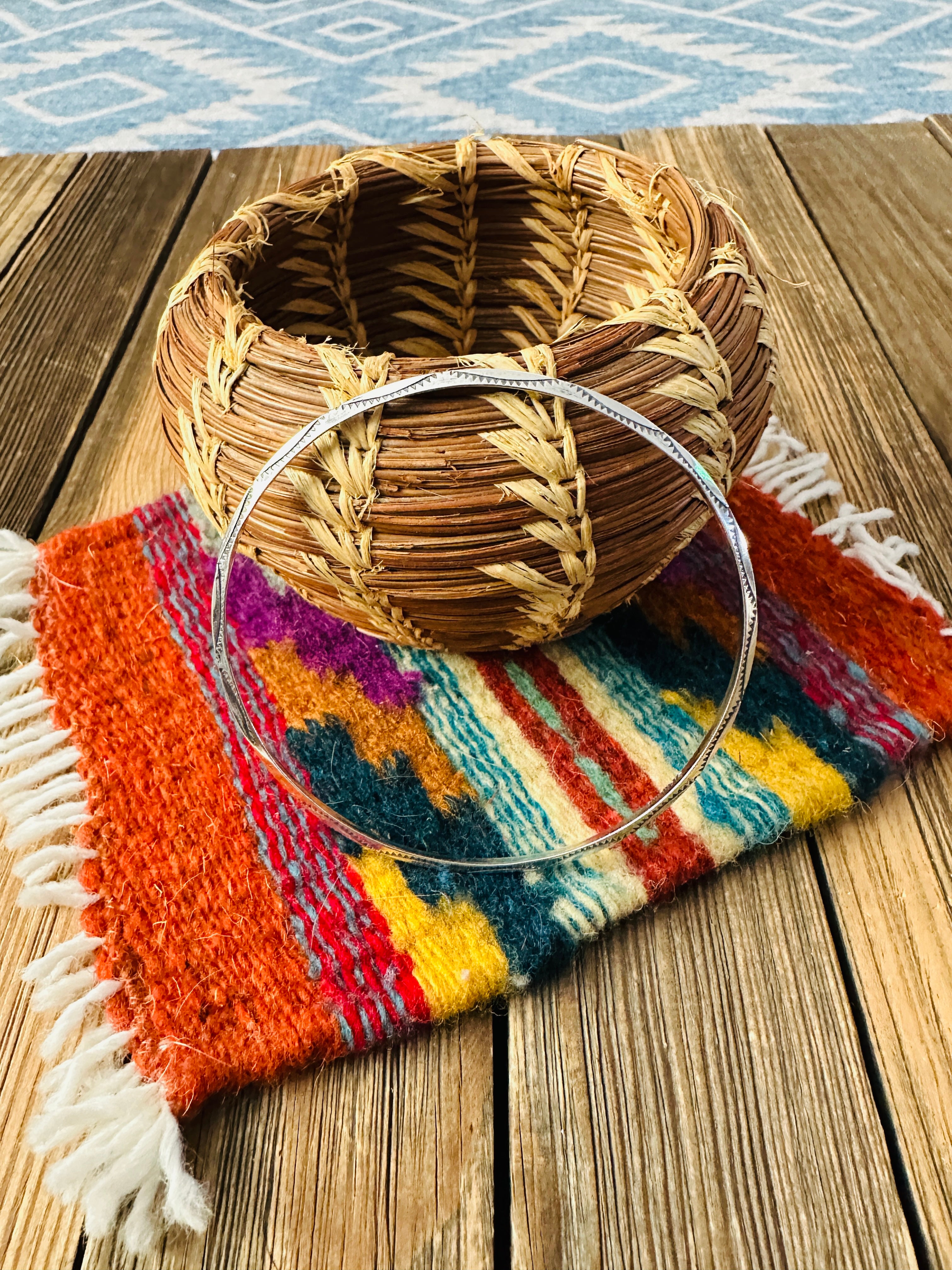 Hand Stamped Sterling Silver Bangle Bracelet
