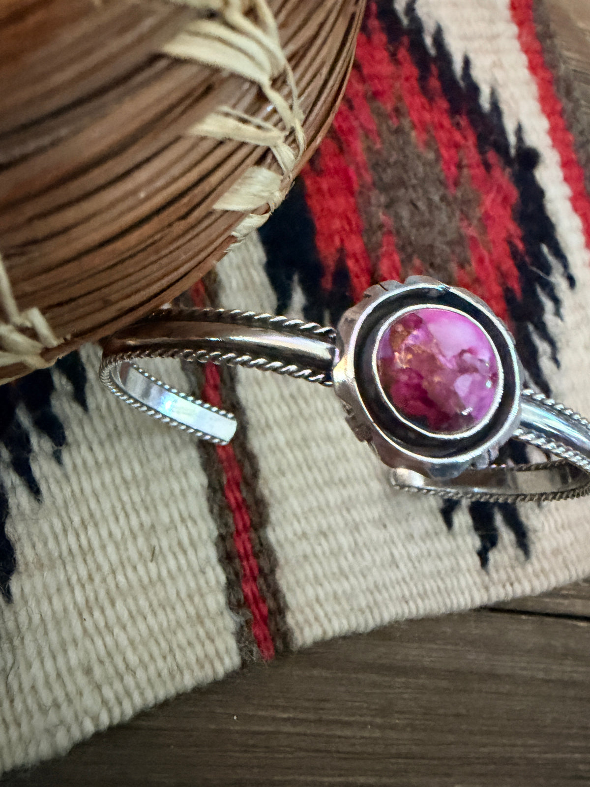 Handcrafted Pink Dream Mojave & Sterling Silver Cuff Bracelet