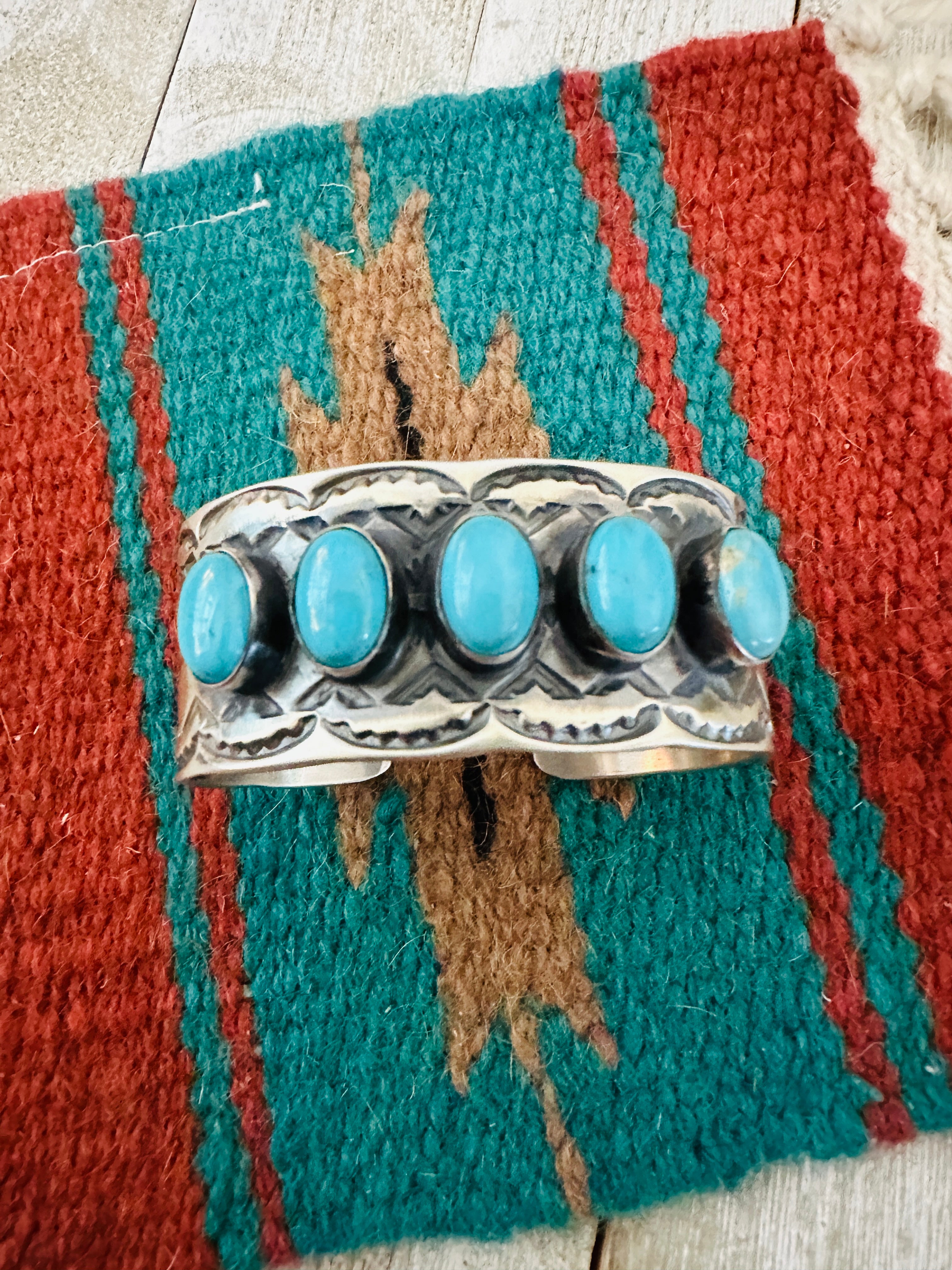 Handcrafted Sterling Silver & Turquoise Cuff Bracelet by Chimney Butte /