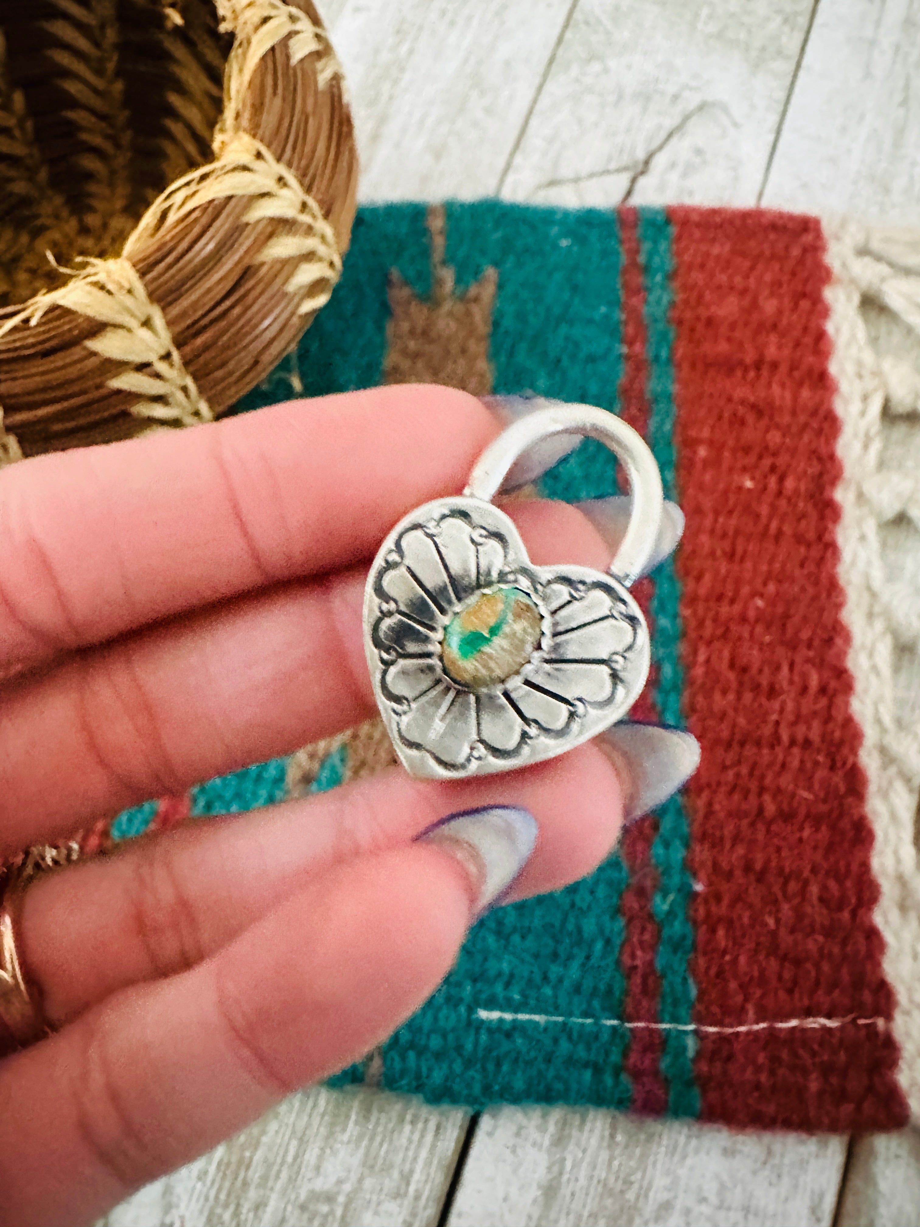 Handcrafted Turquoise & Sterling Silver Heart Locket Pendant