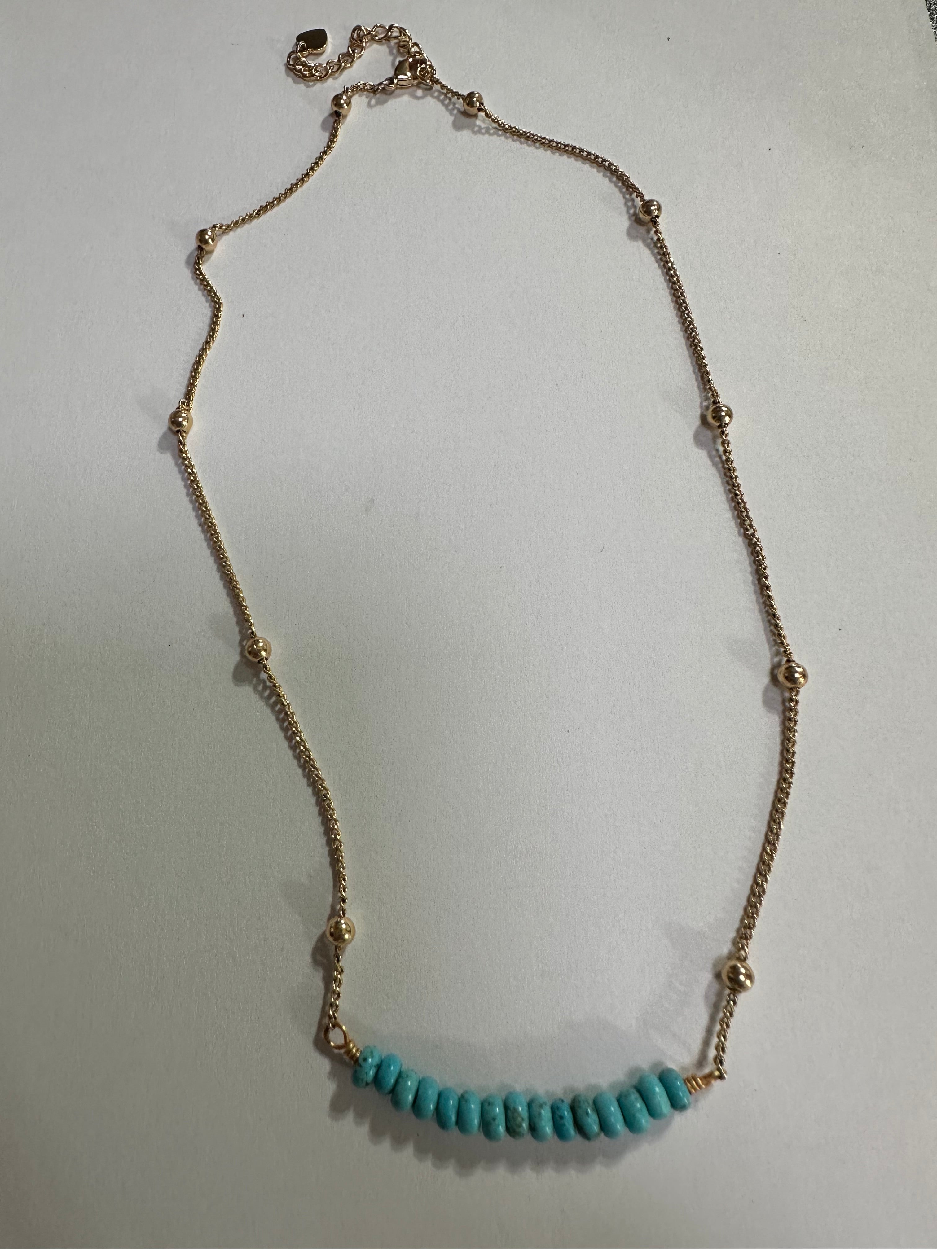 “The Golden Collection” Wild Heart Handmade Natural Turquoise Beaded 18k Gold Plated Necklace