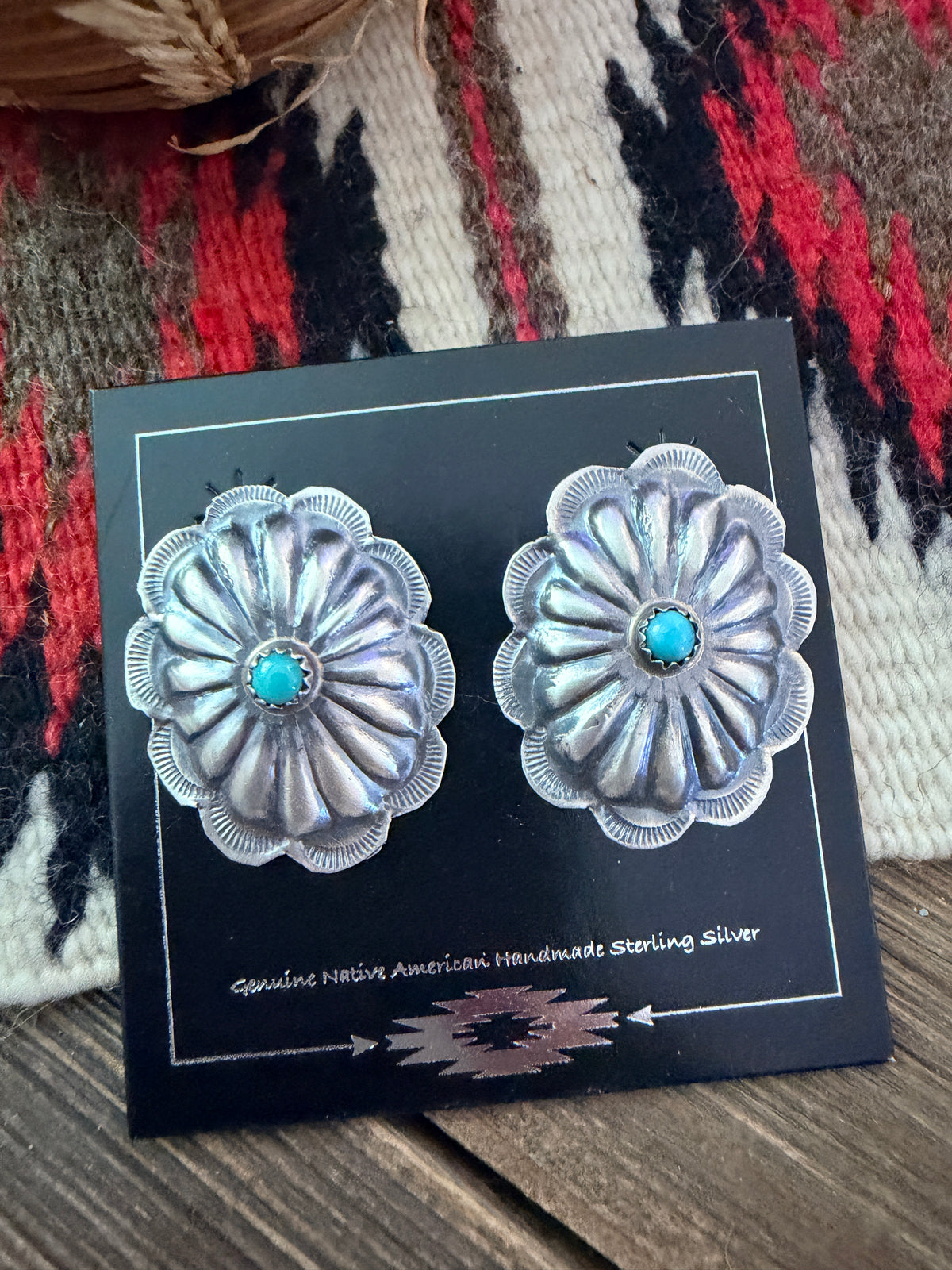 Handcrafted Turquoise & Sterling Silver Concho Post Earrings