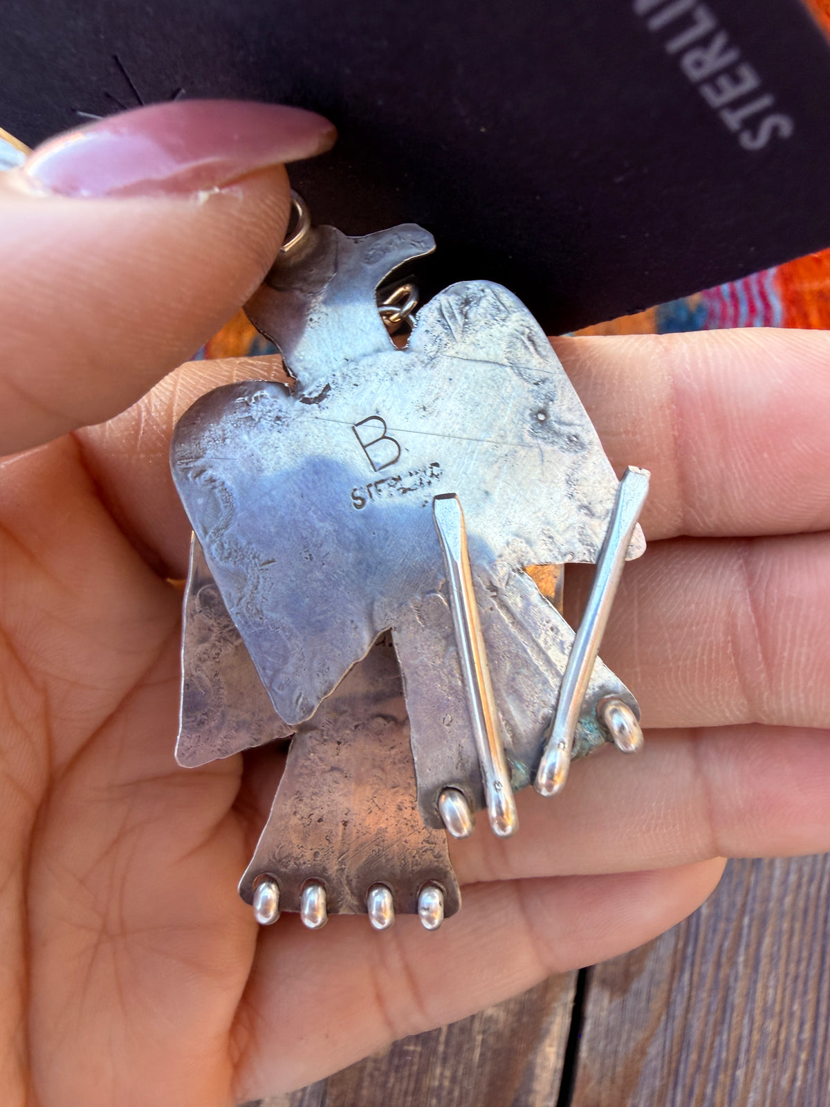 Handcrafted Sterling Silver & Turquoise Thunderbird Dangle Earrings by Vernon Begay