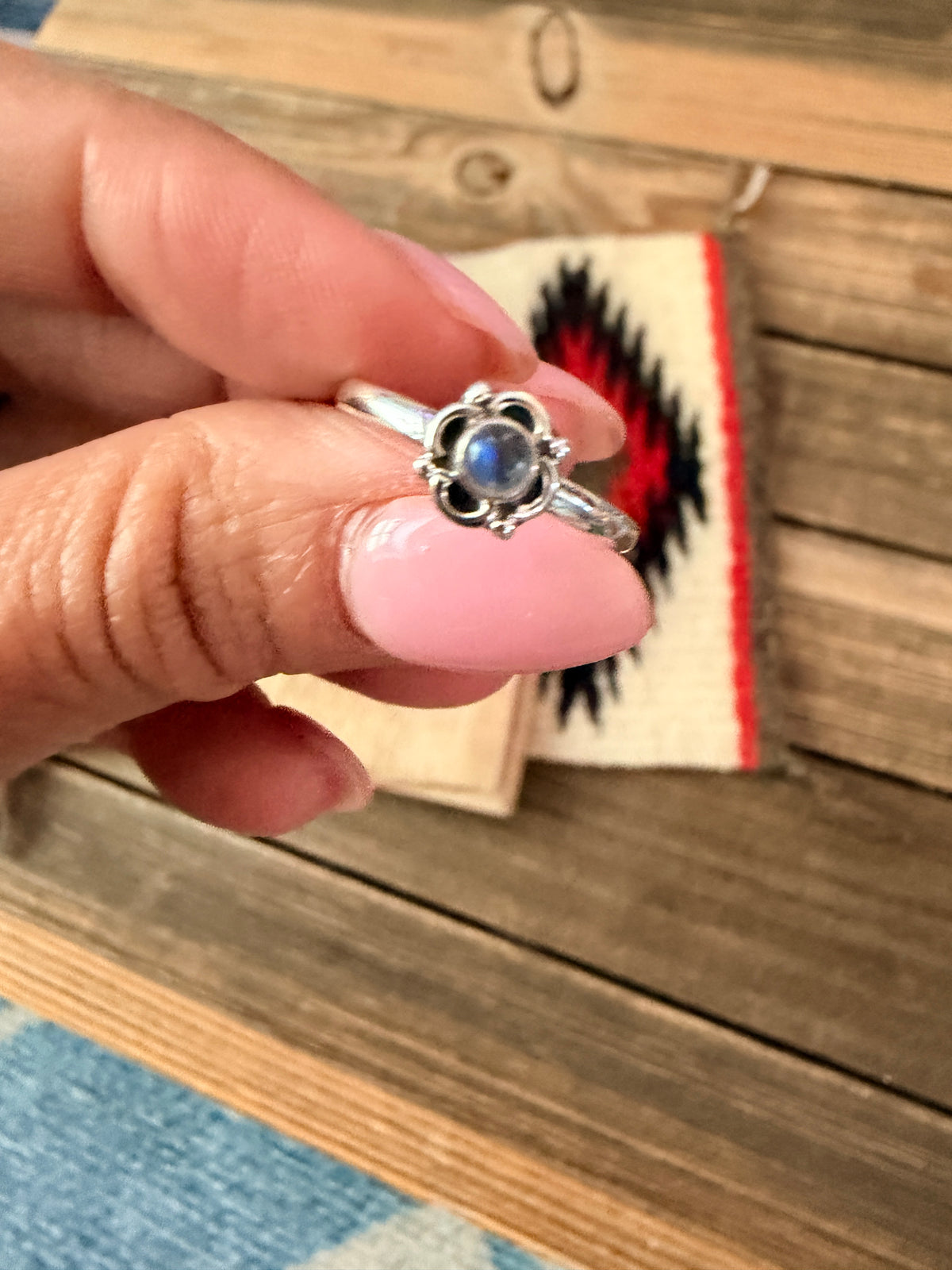 Handmade Sterling Silver & Moonstone Adjustable Ring