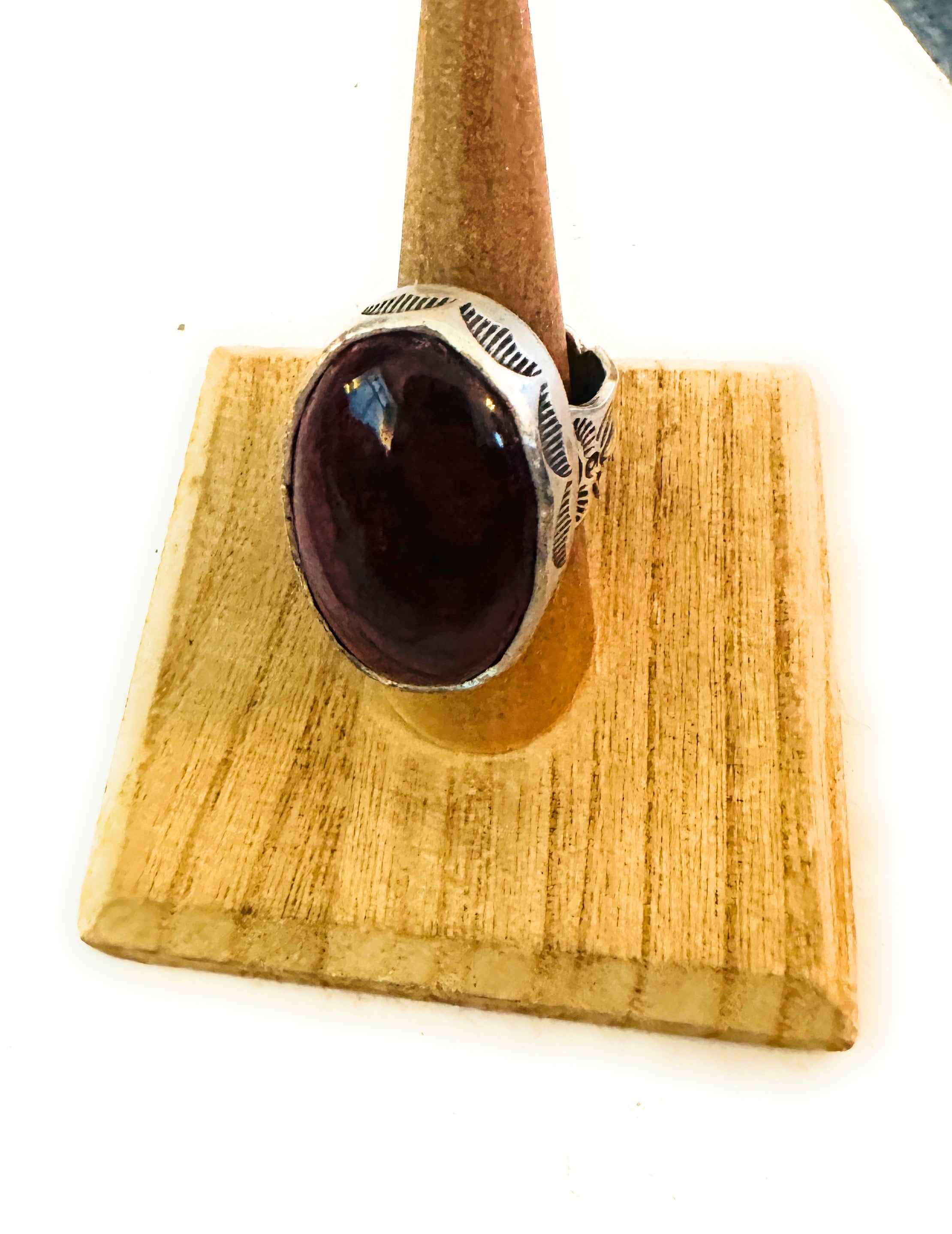 Navajo Purple Spiny & Sterling Silver Adjustable Ring by Russell Sam