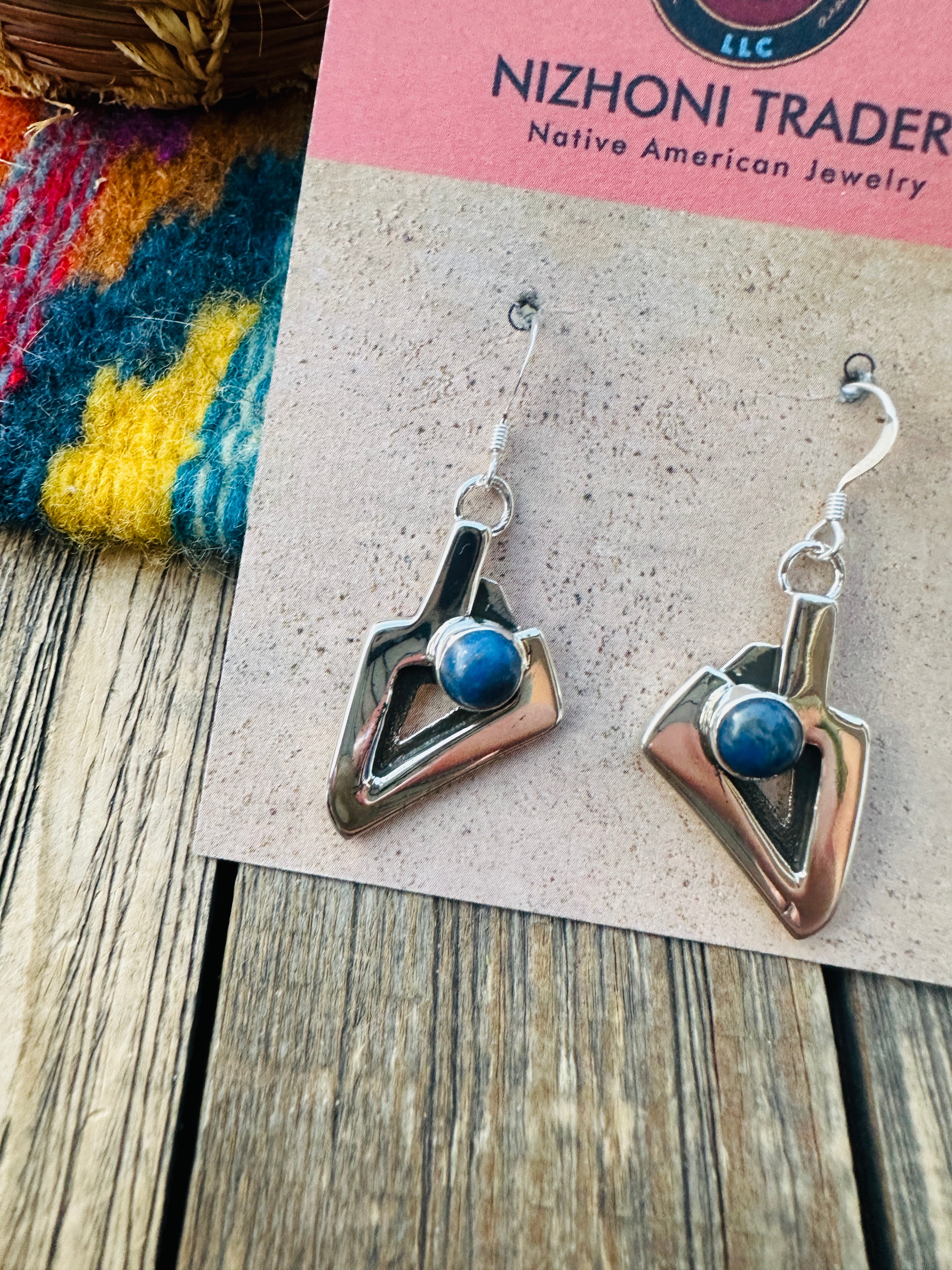 Handcrafted Lapis & Sterling Silver Dangle Earrings