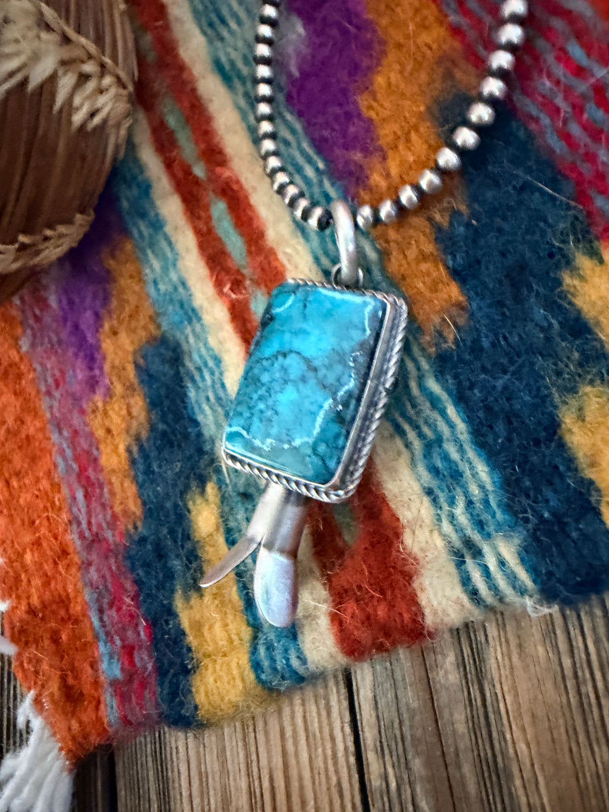 Handcrafted Sterling Silver & Turquoise Blossom Pendant