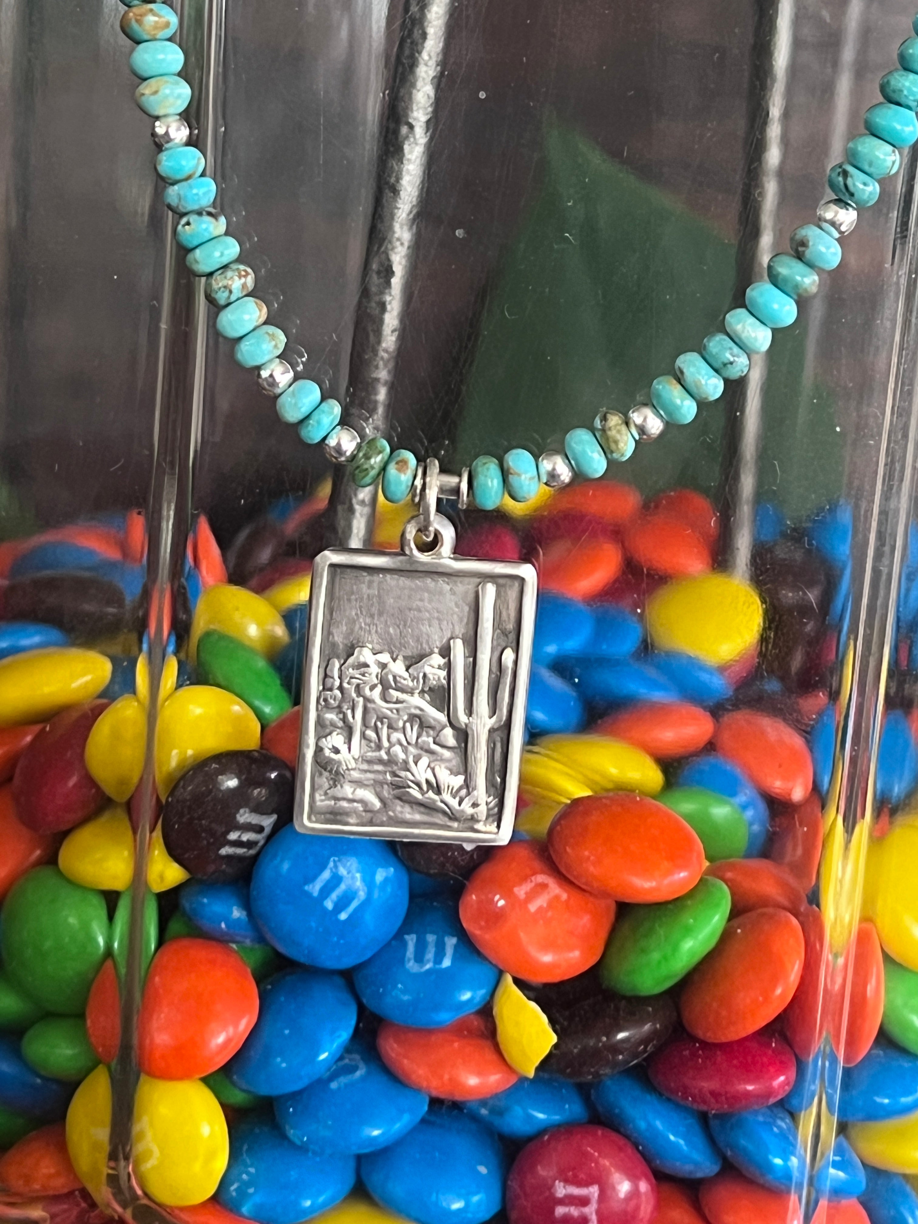 Tularosa Beaded Sterling Silver and Turquoise Desert Charm Layering Necklace