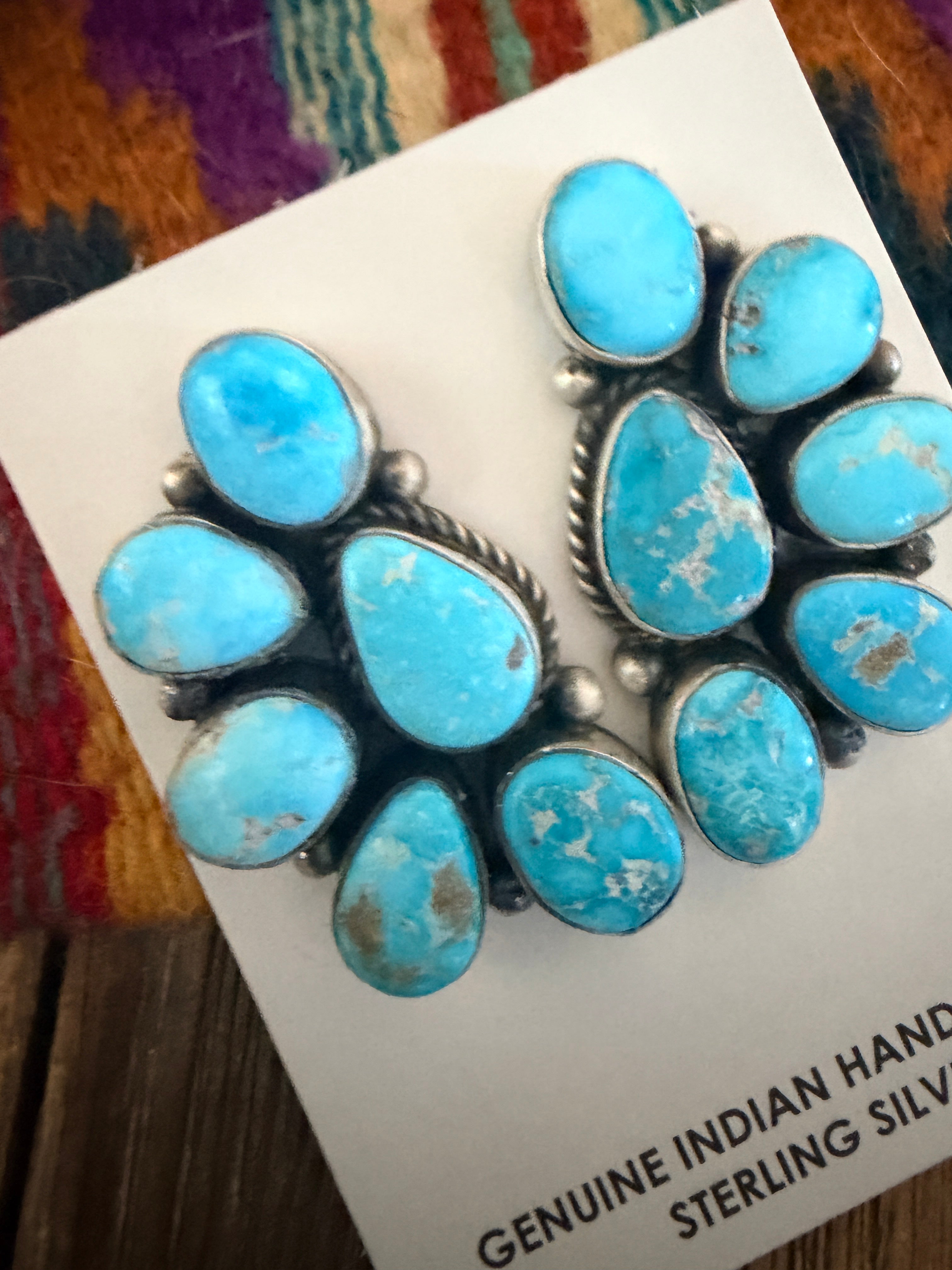 Handcrafted Turquoise & Sterling Silver Post Earrings