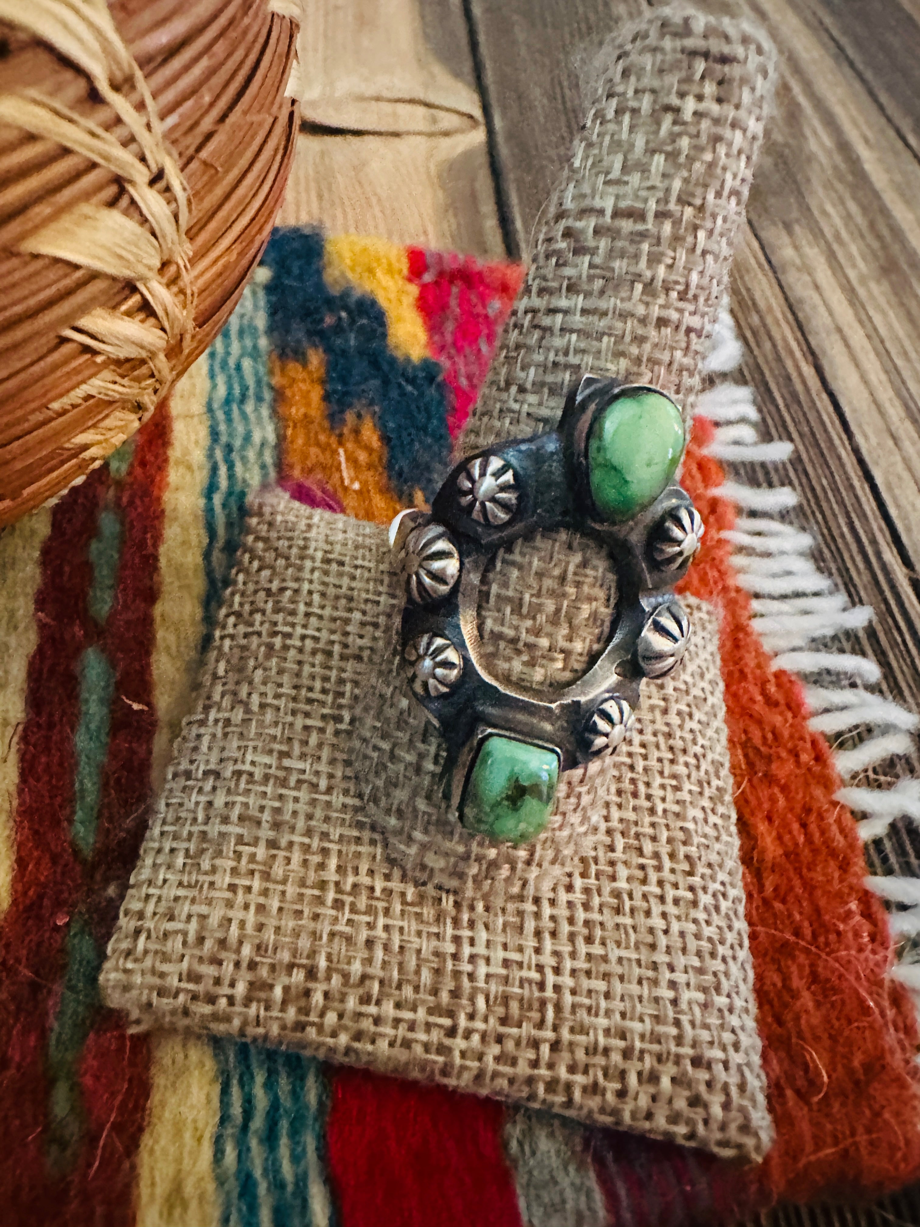 Handcrafted Turquoise & Sterling Silver Ring Size 10.5 by Chimney Butte