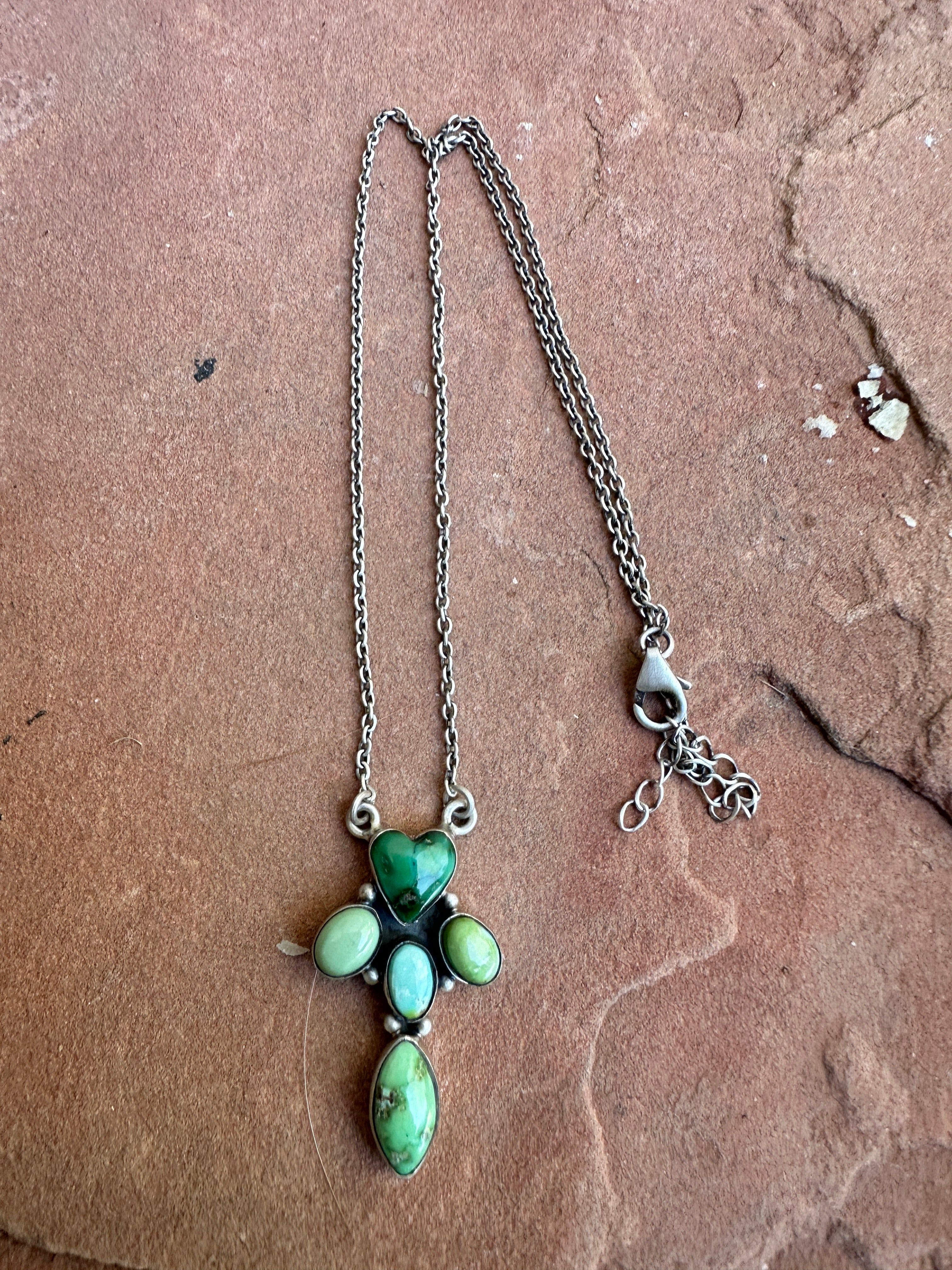 Beautiful Handmade Sterling Silver & Sonoran Mountain Turquoise Heart Necklace