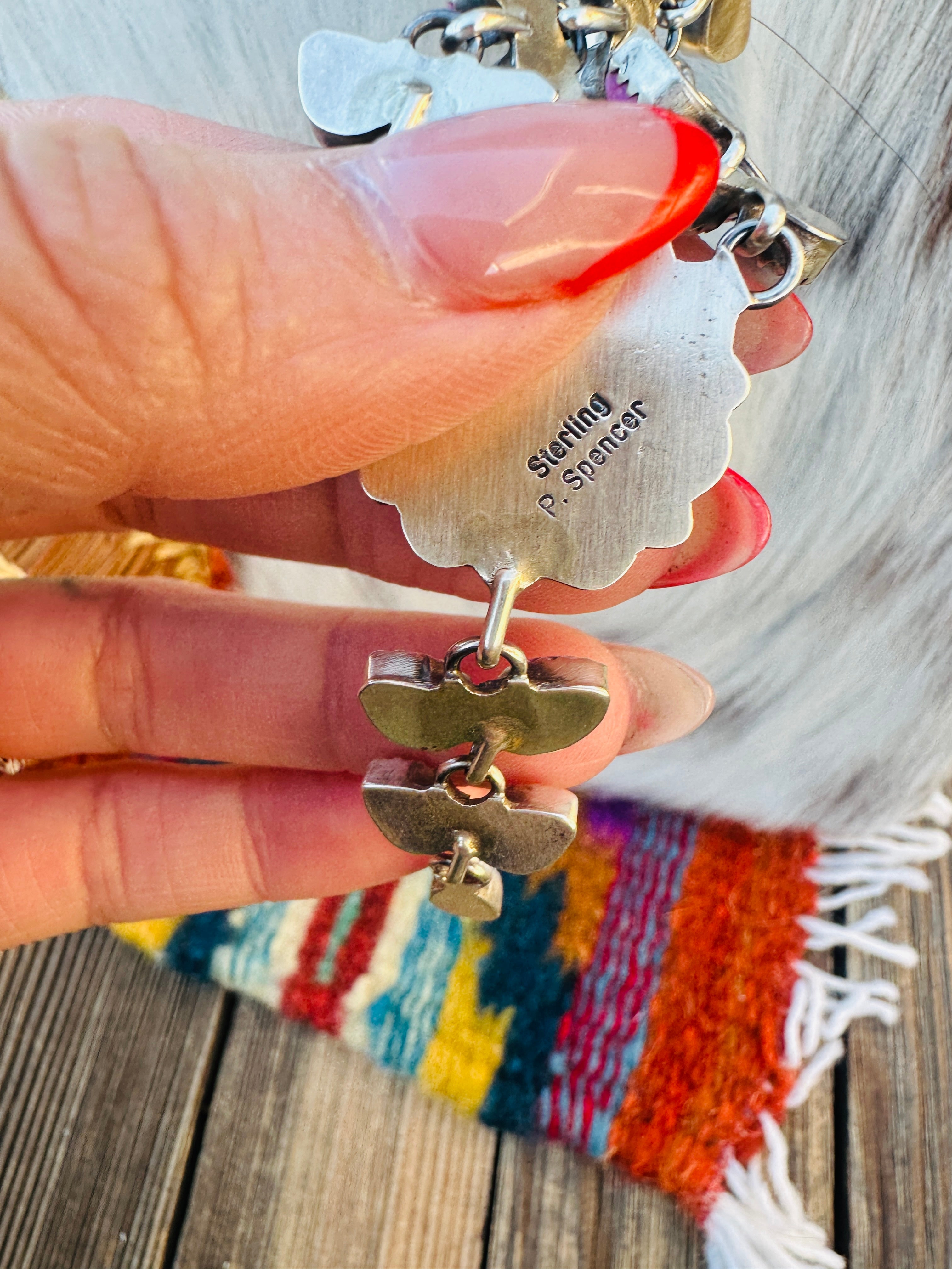 Handcrafted Cotton Candy & Sterling Silver Flower Cluster Necklace by Pearlene Spencer