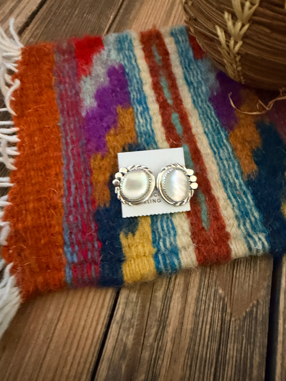Handcrafted Sterling Silver and Mother of Pearl Stud Earrings