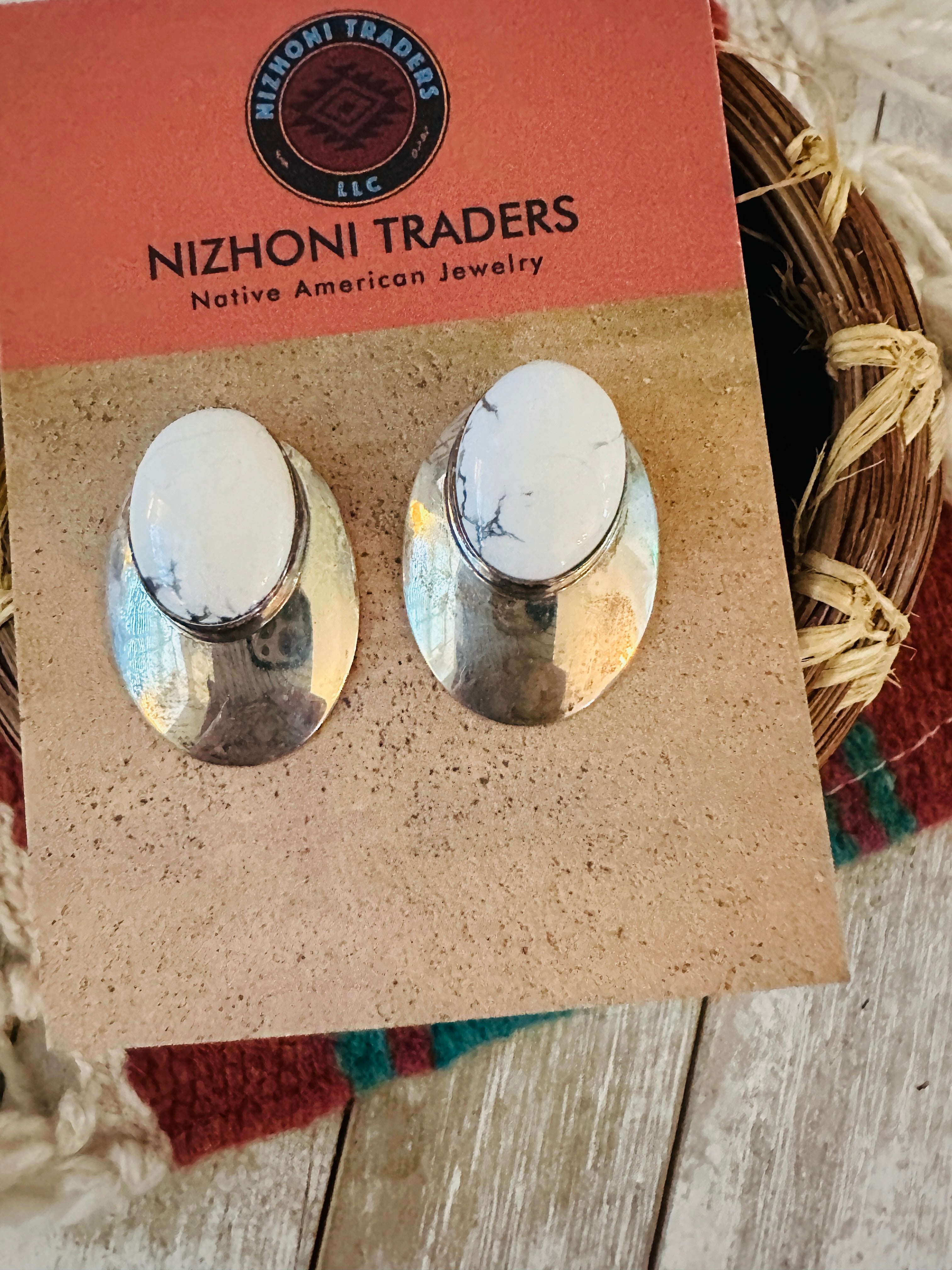 Handcrafted Howlite & Sterling Silver Post Earrings