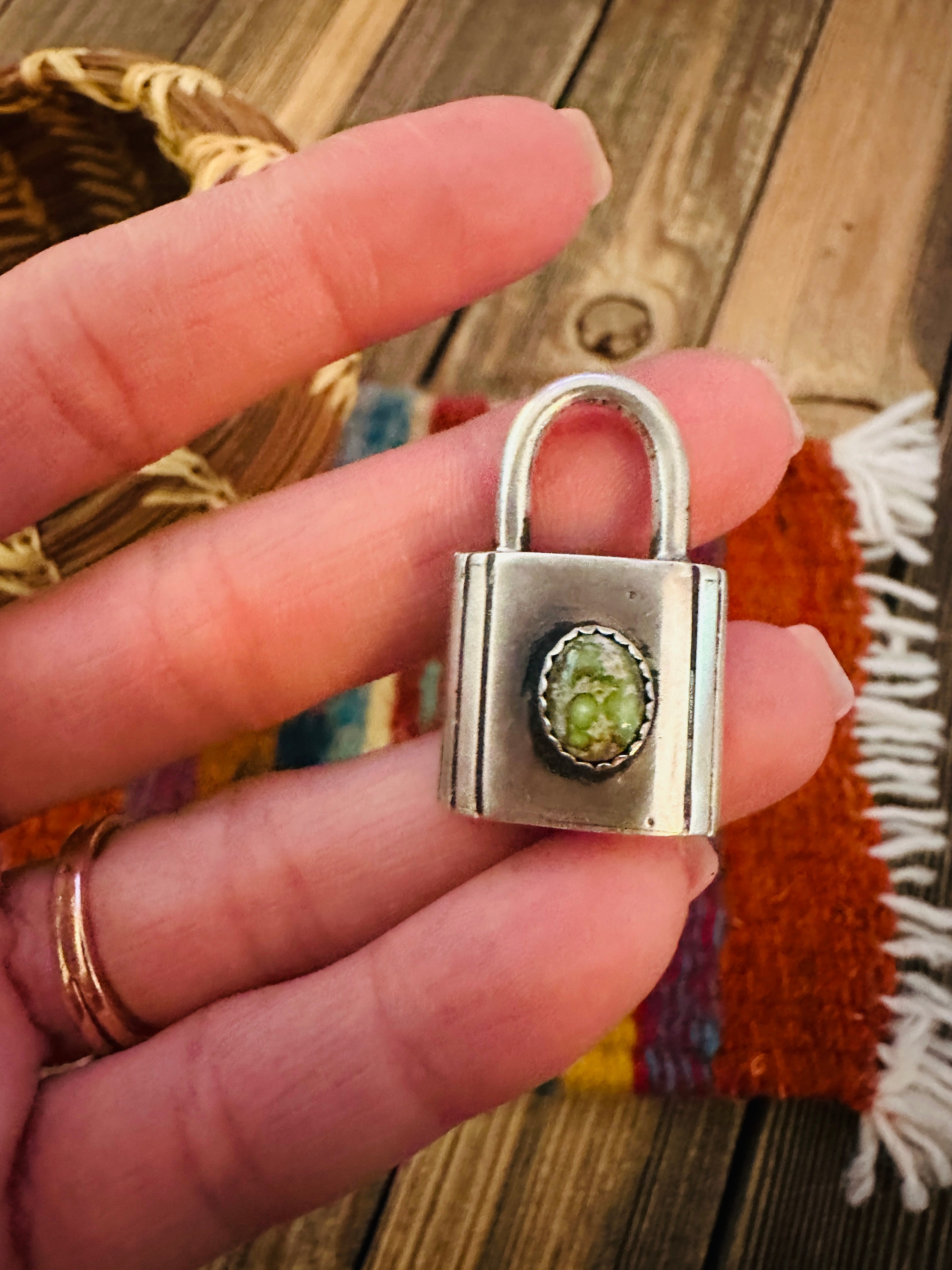Handcrafted Sterling Silver & Turquoise Locket Pendant