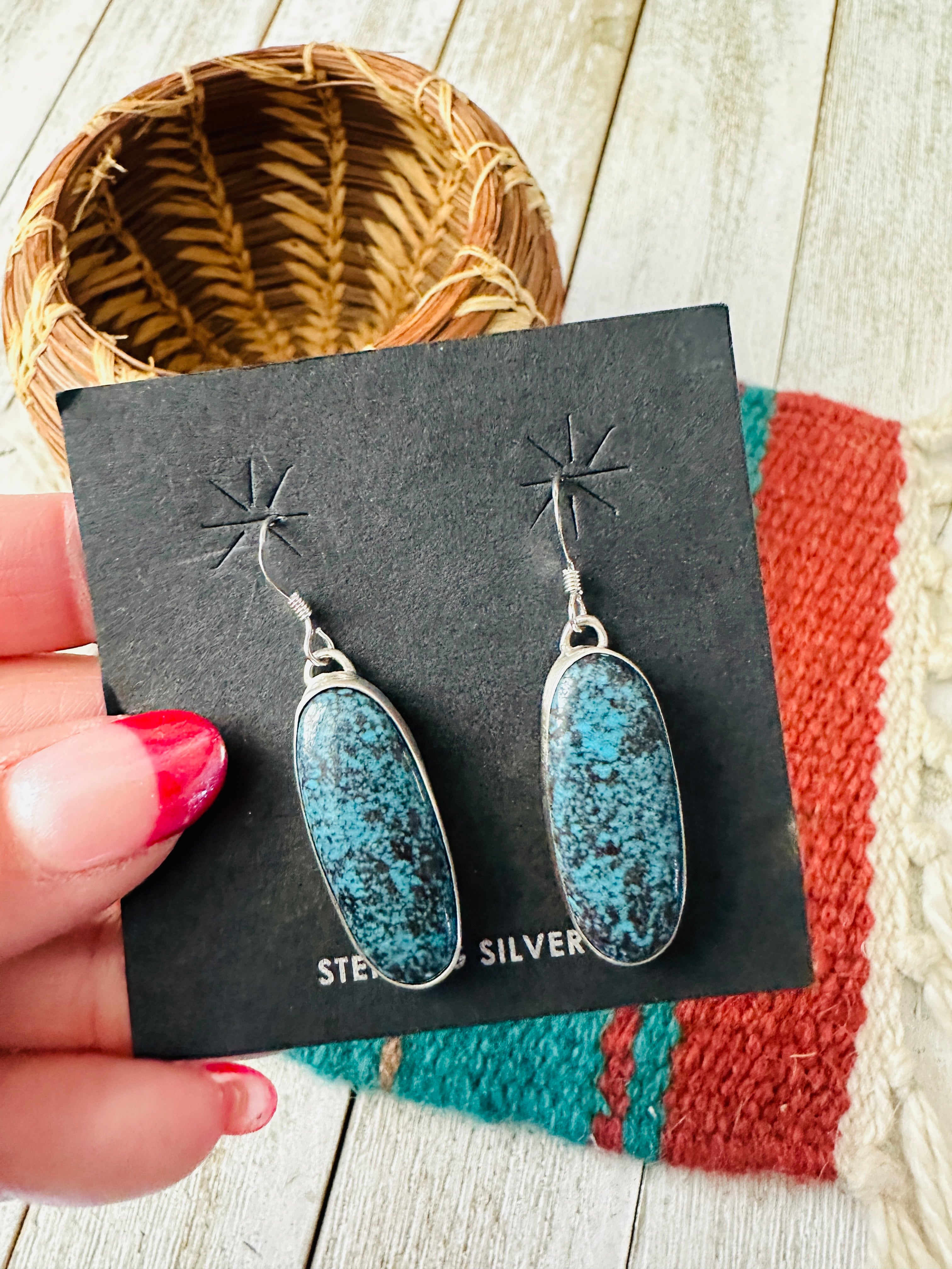 Navajo Turquoise & Sterling Silver Dangle Earrings