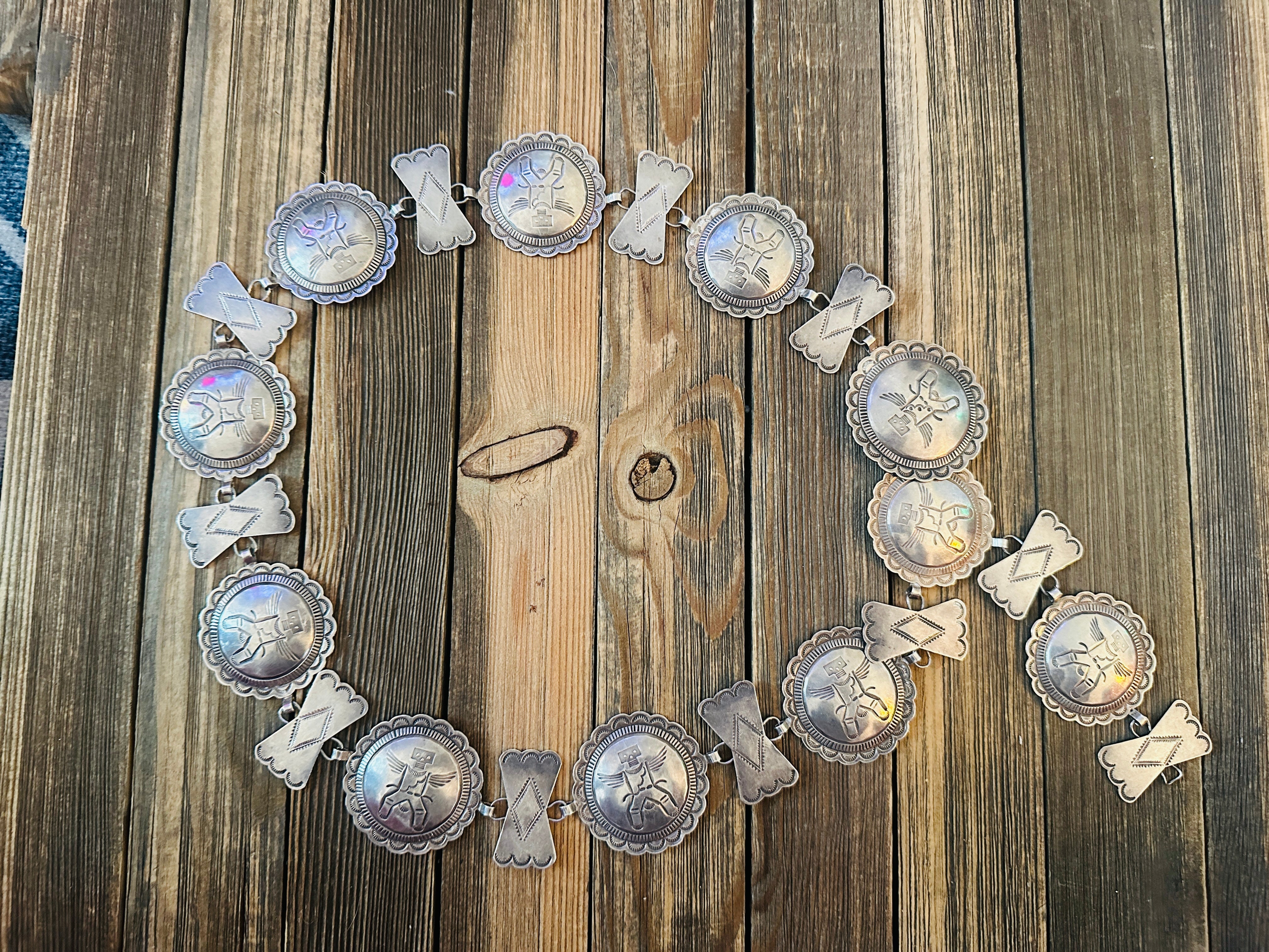 Handcrafted Vintage Old Pawn Sterling Silver Concho Belt