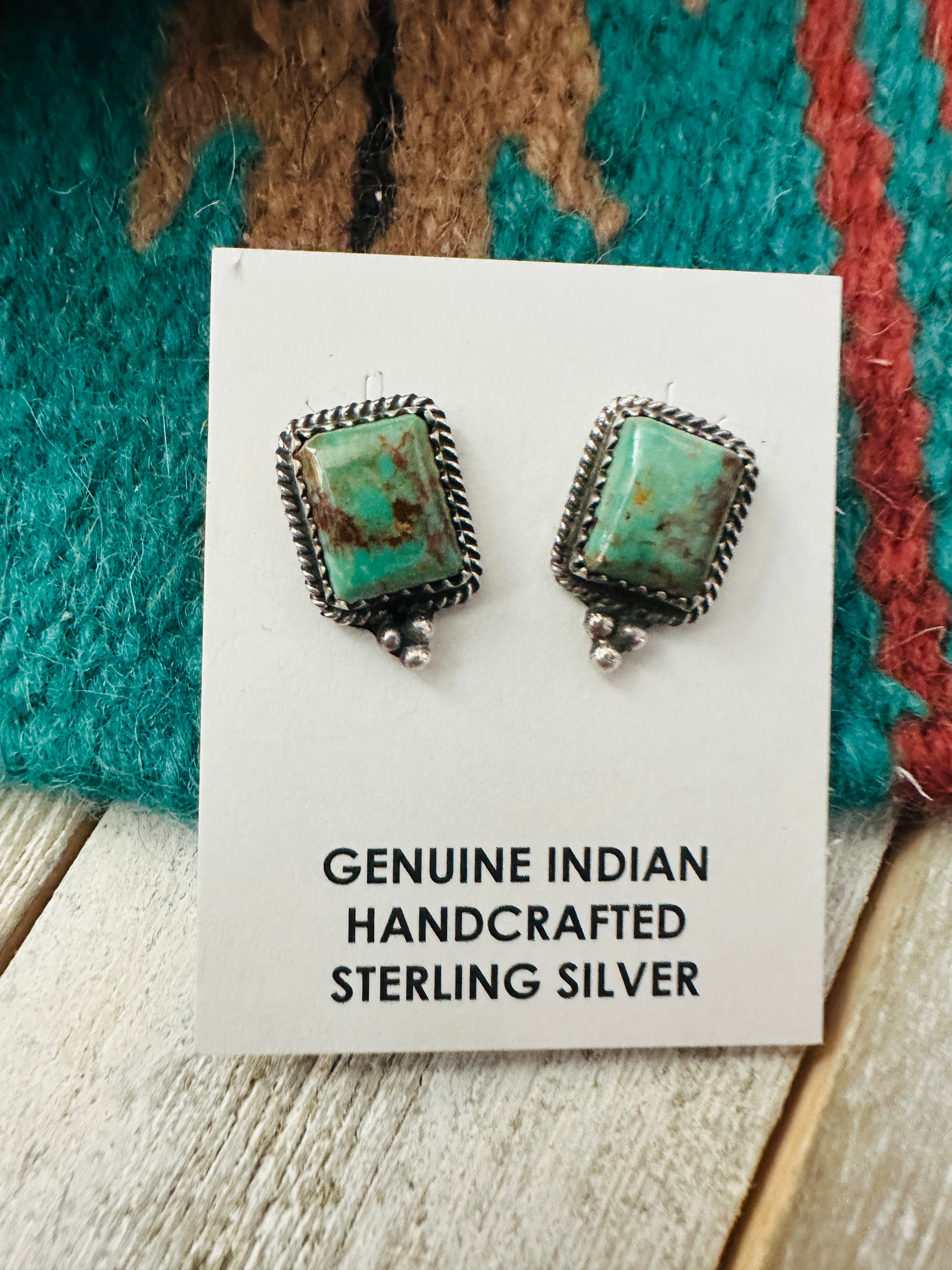 Navajo Sterling Silver & Turquoise Post Earrings