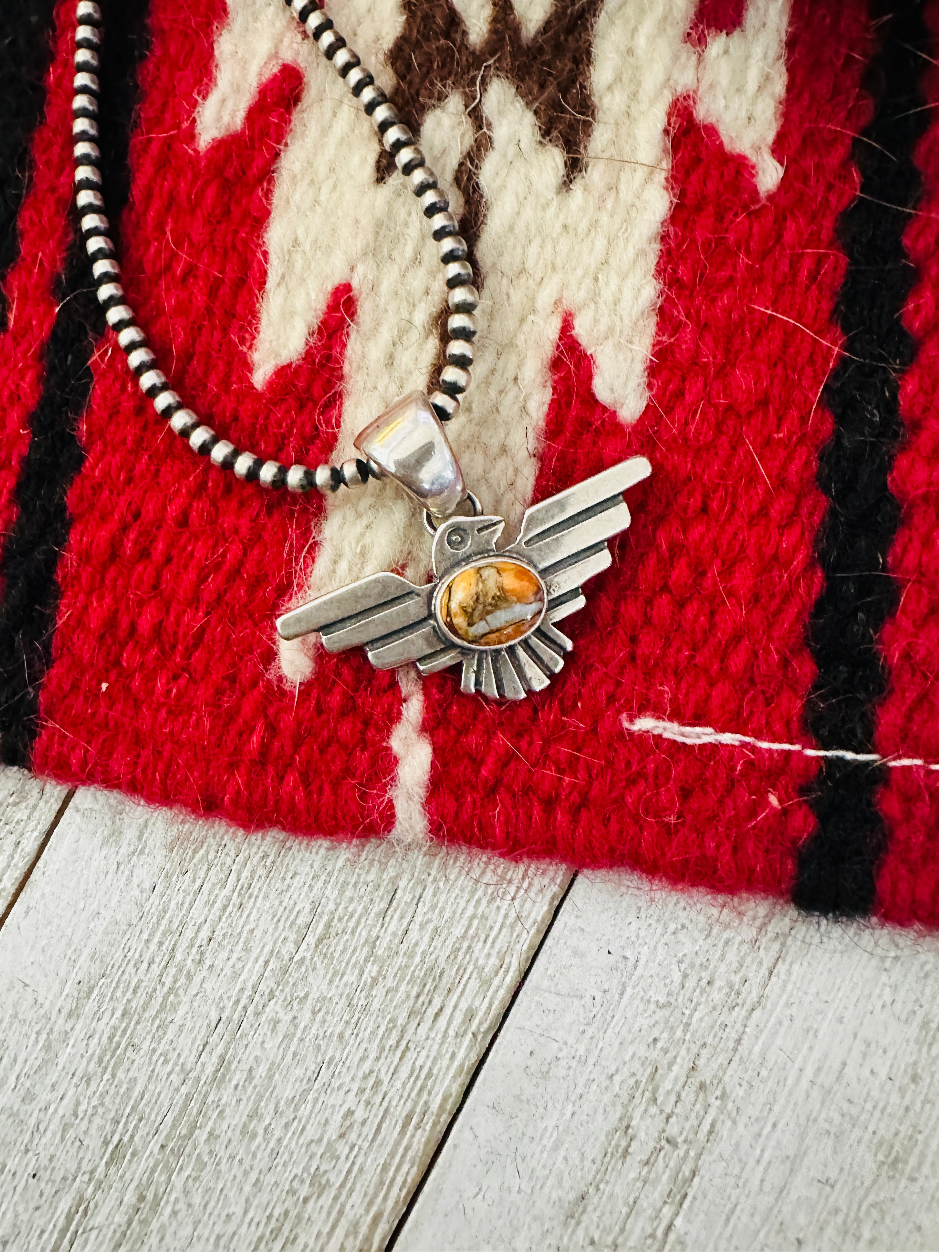 Navajo Spice & Sterling Silver Thunderbird Pendant