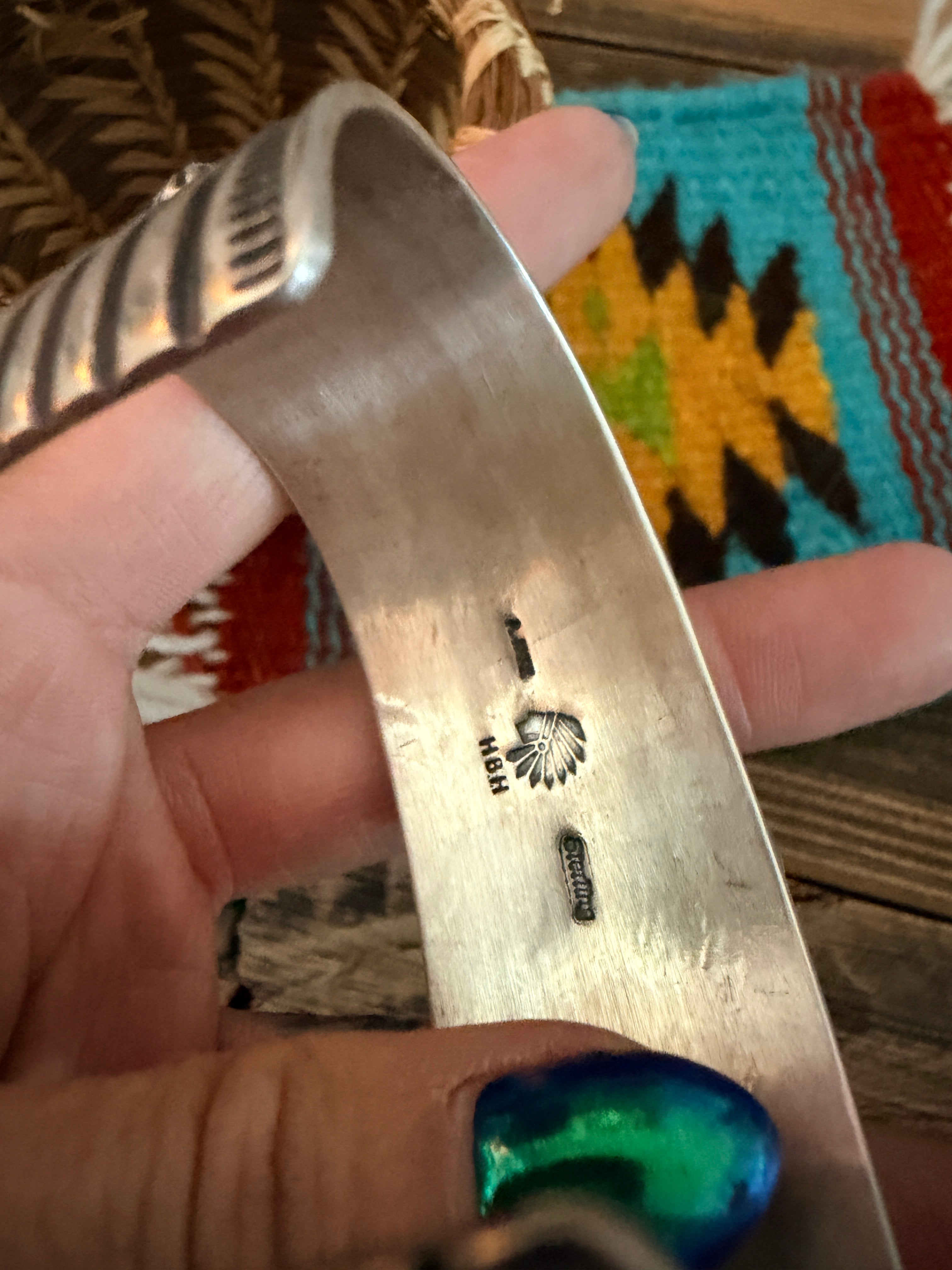 Handcrafted Sterling Silver and Turquoise Cuff Bracelet by Albert Jake