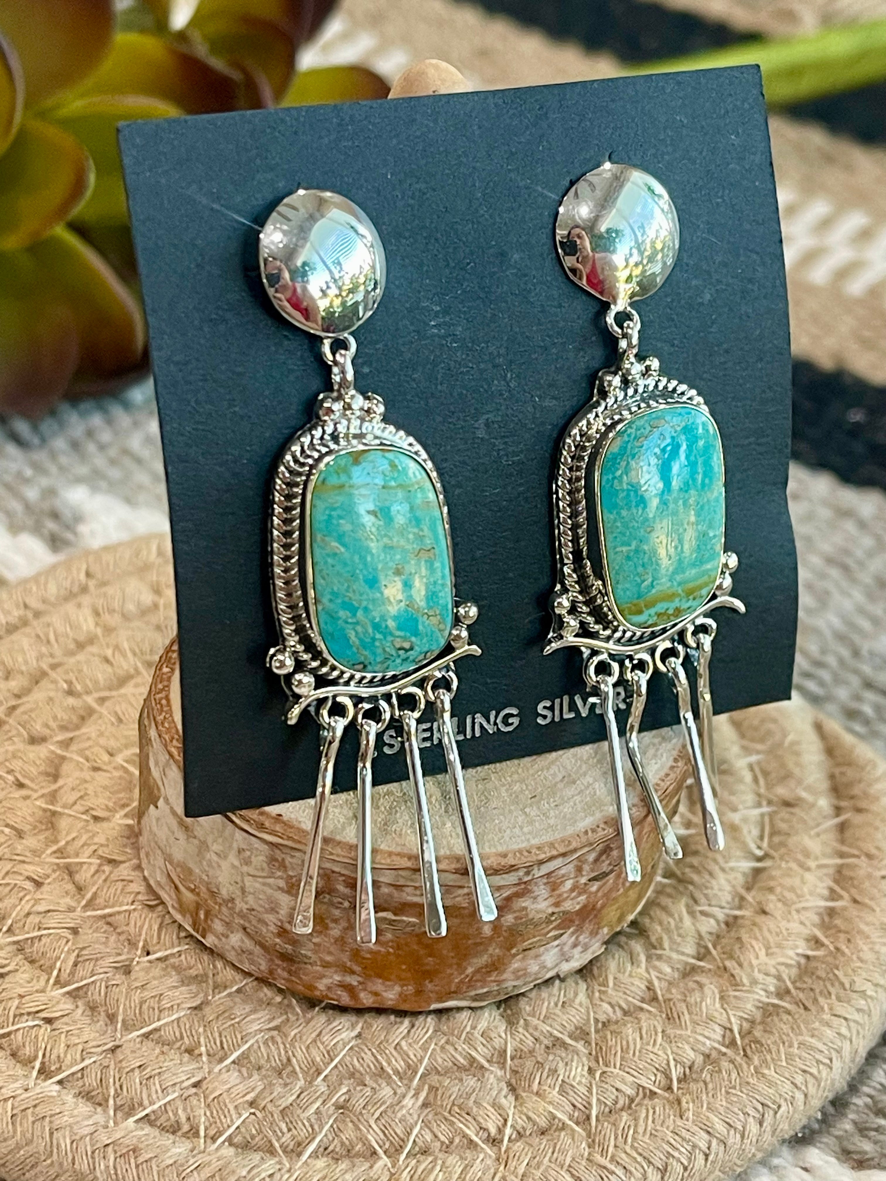 Navajo Sterling Silver & Turquoise Dangle Earrings