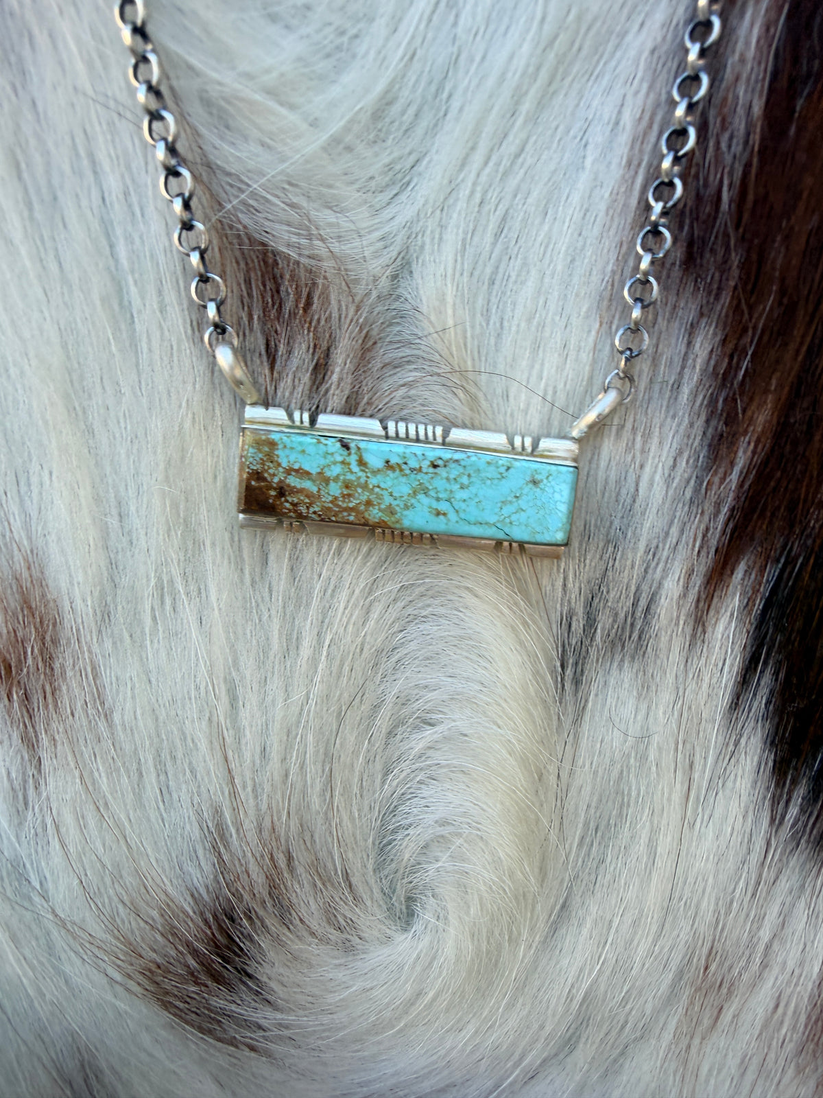 Handcrafted Turquoise & Sterling Silver Bar Necklace