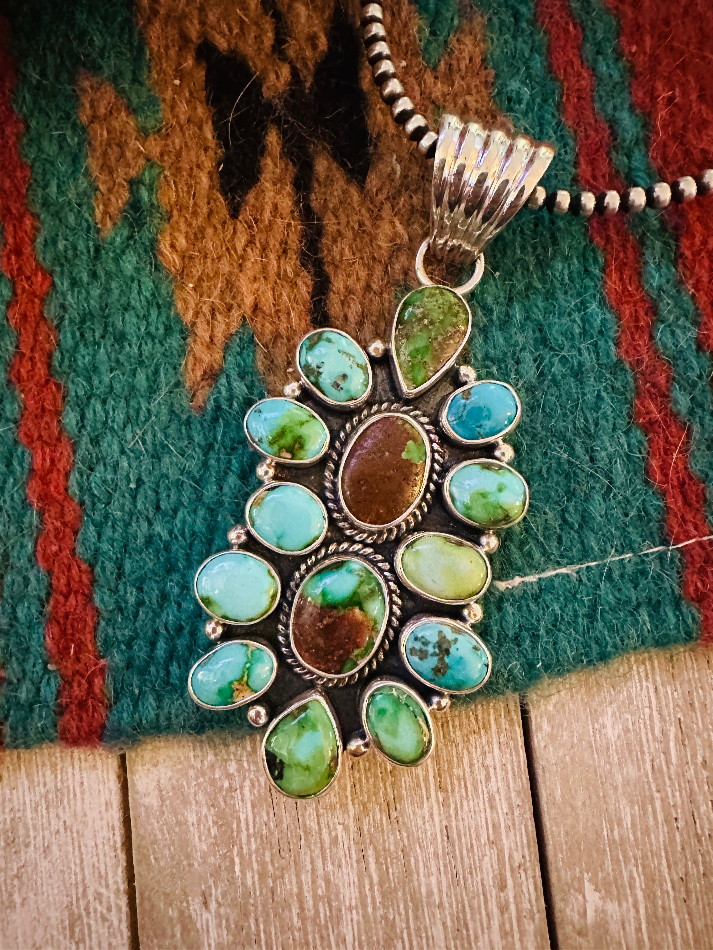 Handcrafted Sterling Silver & Sonoran Mountain Turquoise Cluster Pendant