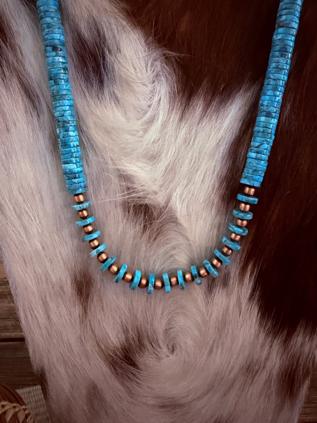 Handcrafted Copper and Turquoise Beaded 20” Necklace