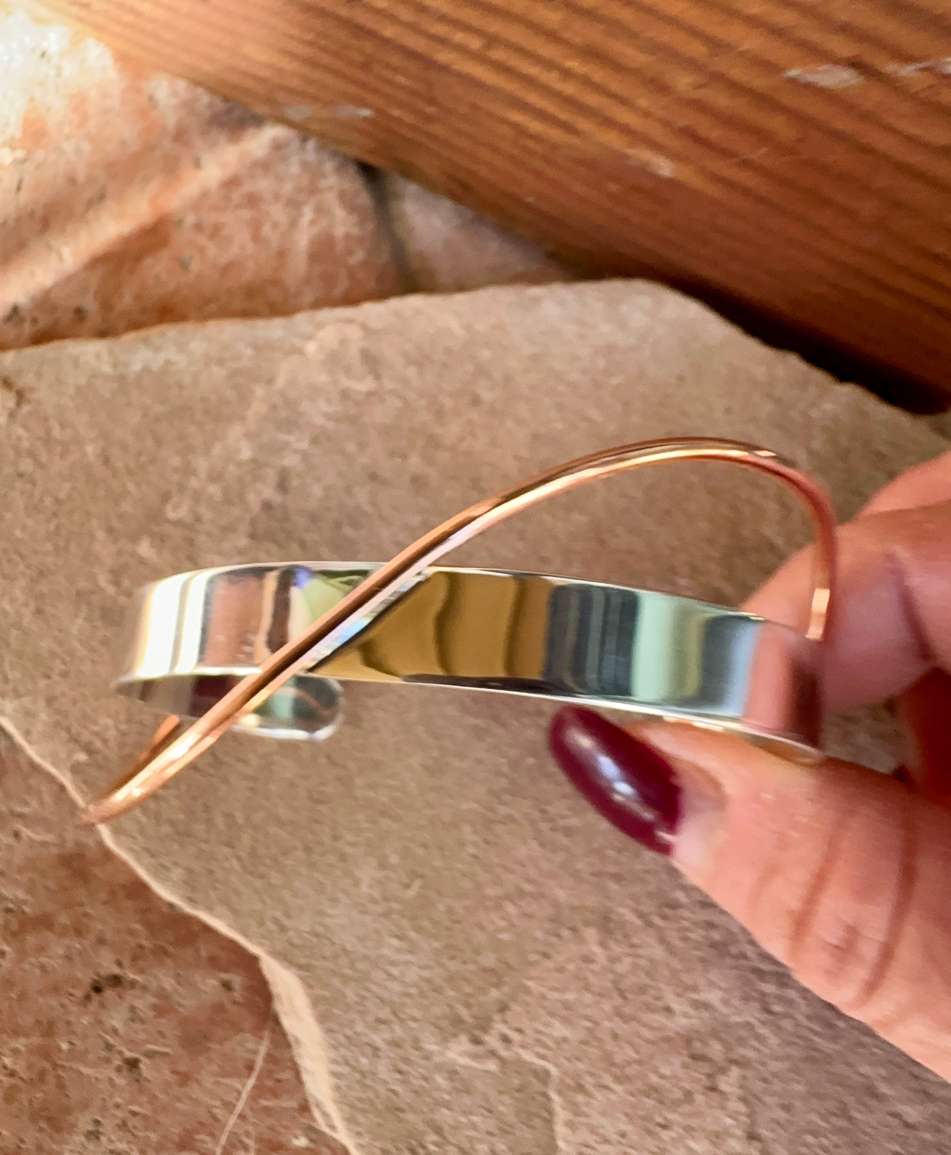 Sterling Silver Cuff with Copper Ribbon