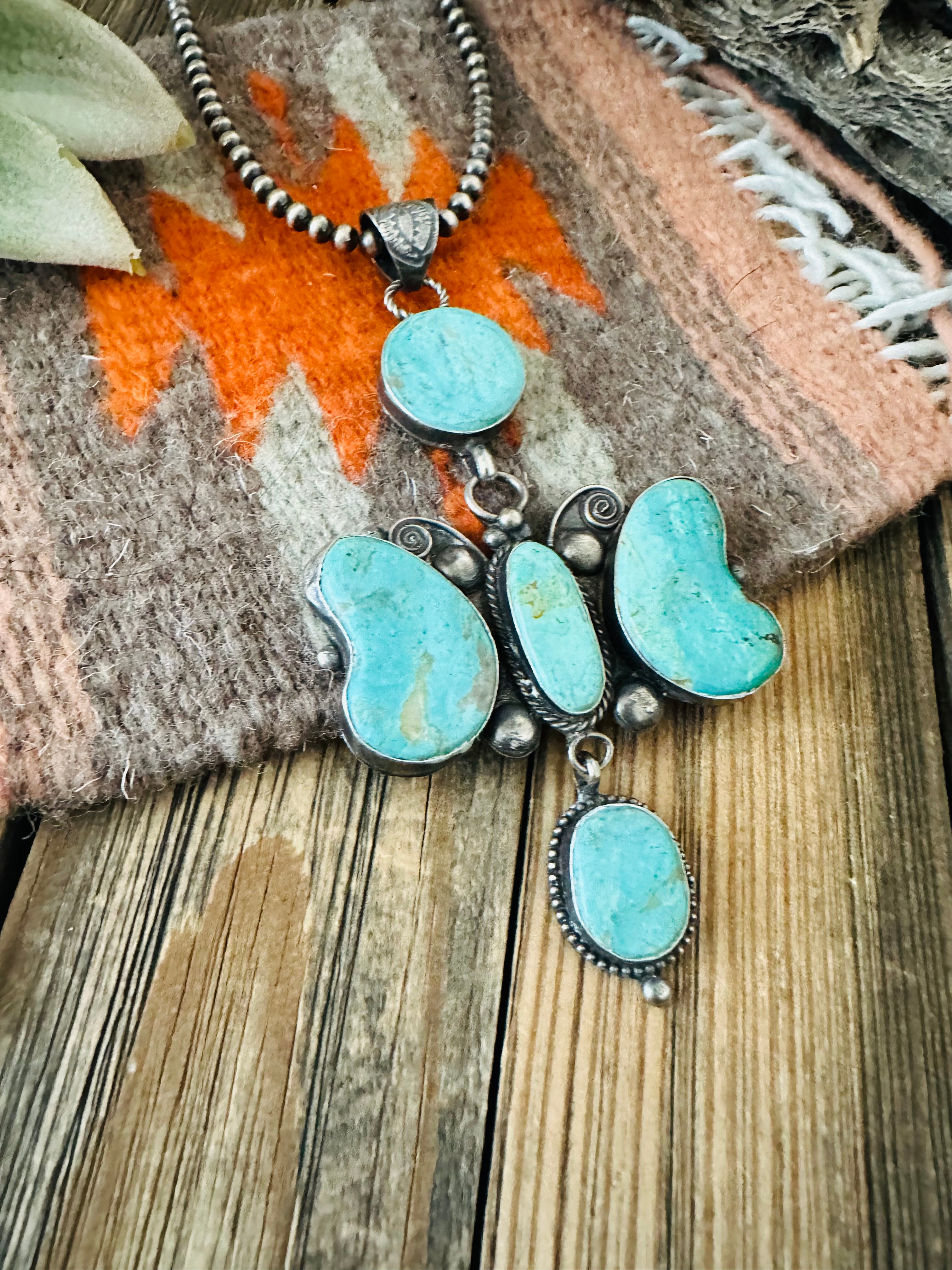 Navajo Royston Turquoise and Sterling Silver Pendant by Jacqueline Silver