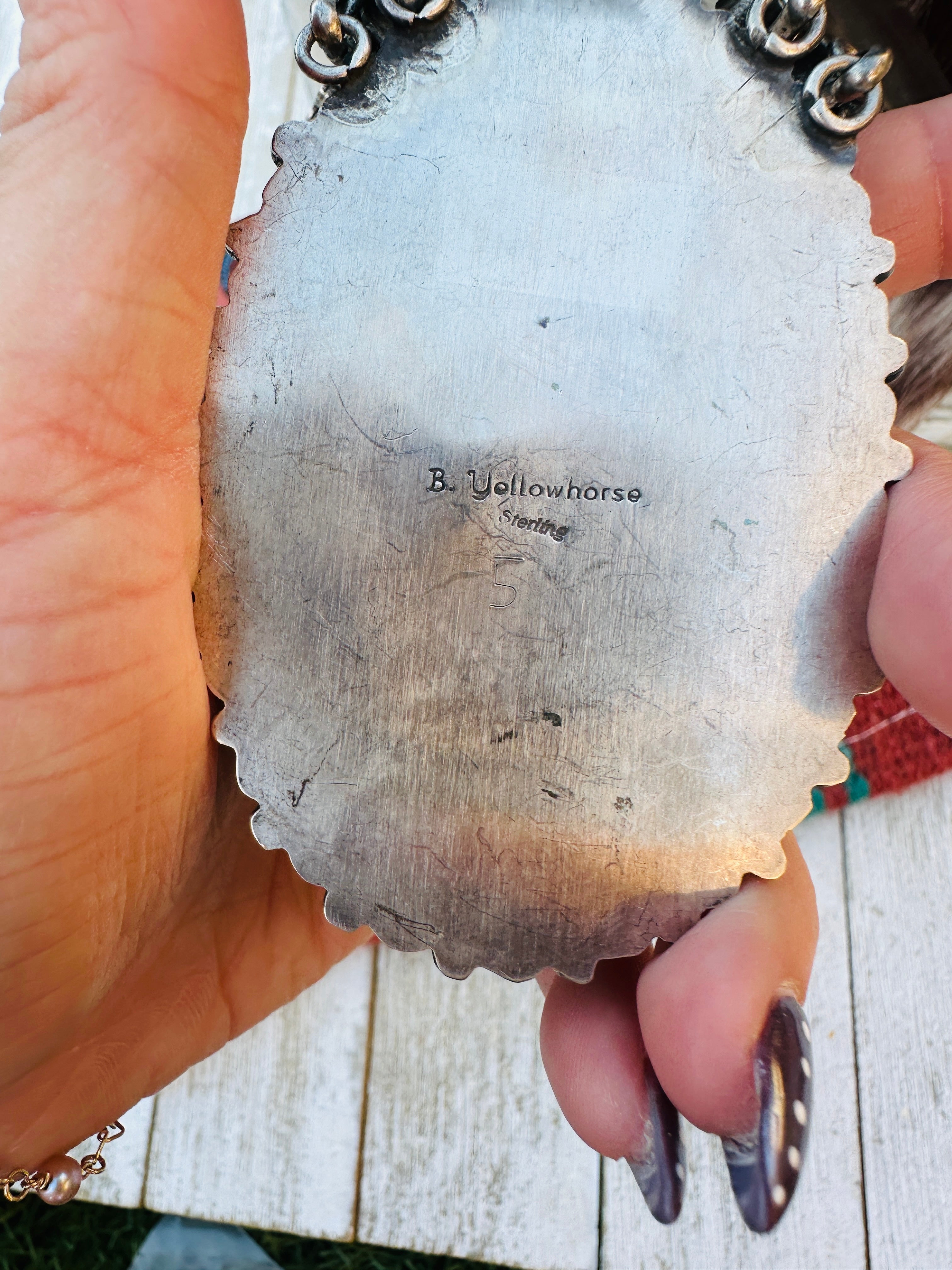 Handcrafted Royston, Kingman Turquoise & Sterling Silver Necklace and Earring Set by Blaine Yellowhorse