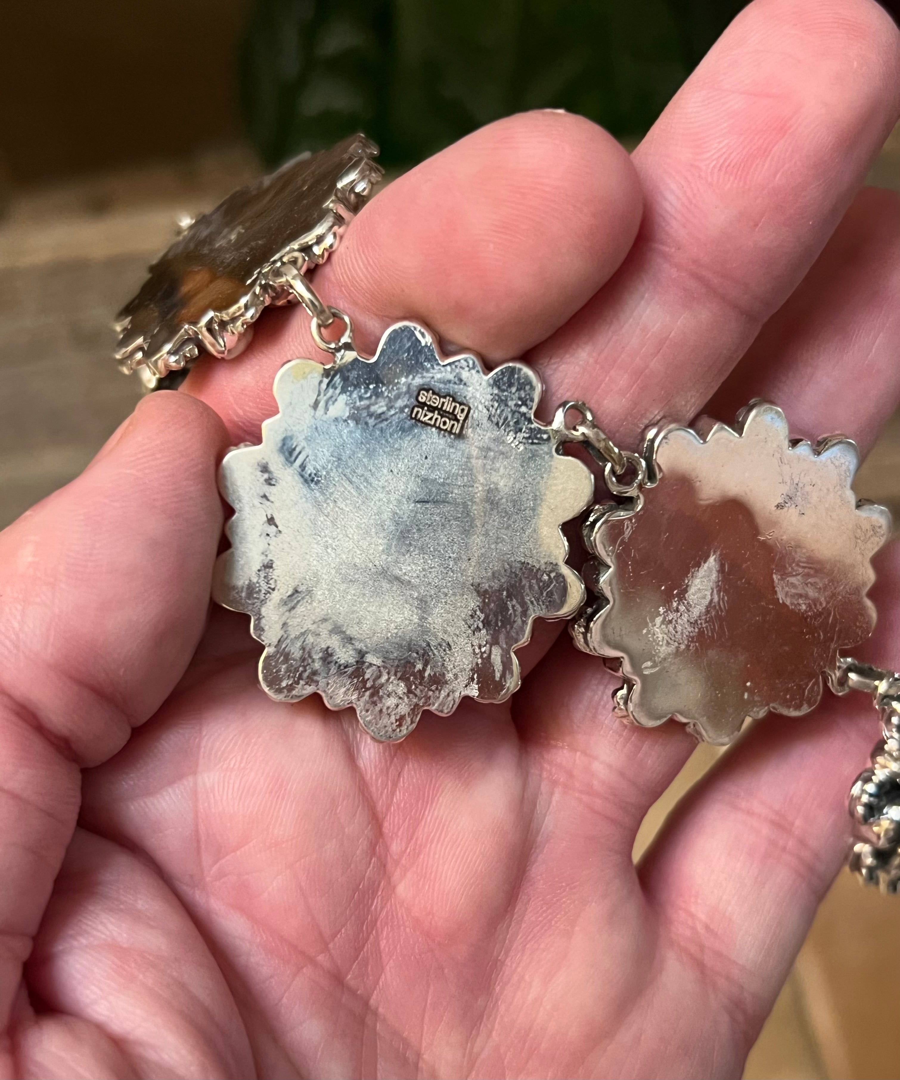 Handmade Newlander Turquoise & White Buffalo Sterling Silver Drop Necklace