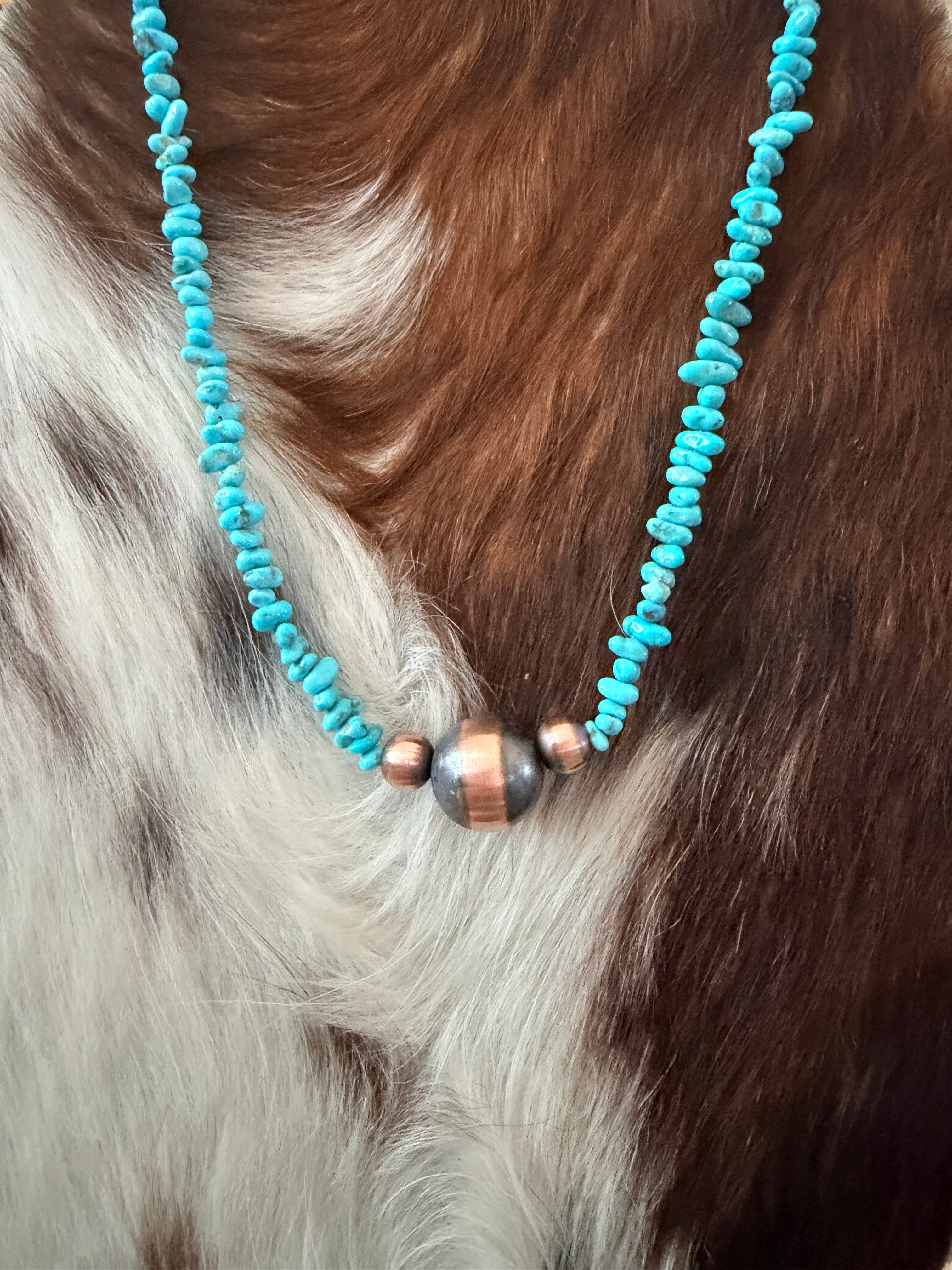 Handcrafted Turquoise & Copper Beaded Necklace