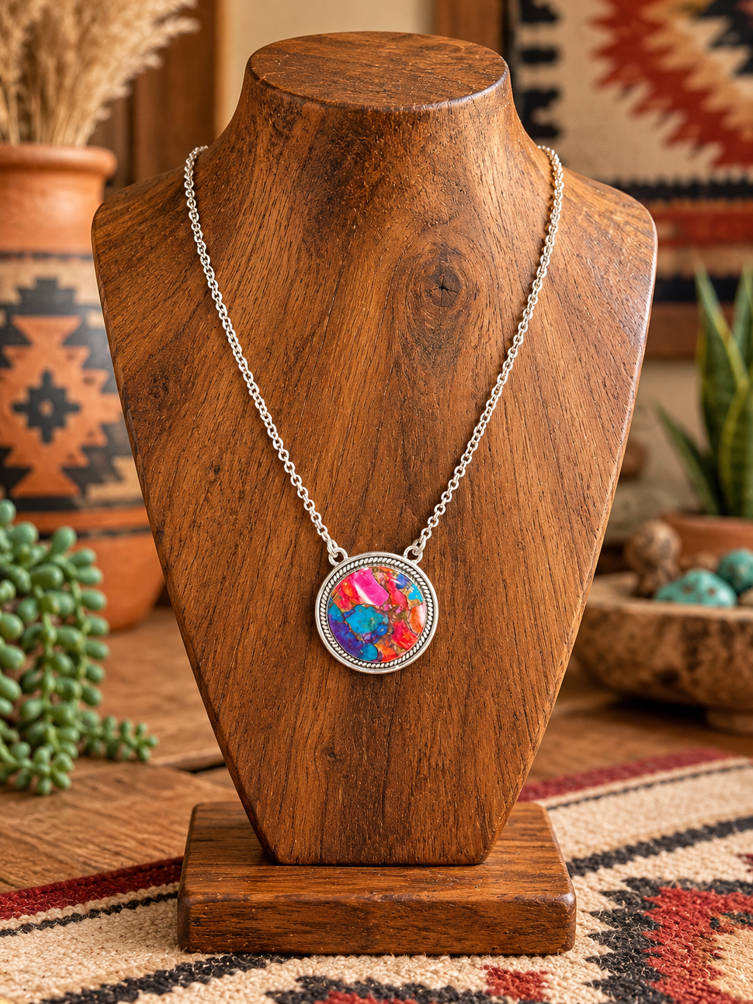 Handcrafted Sterling Silver & Pink Dream Mojave Necklace