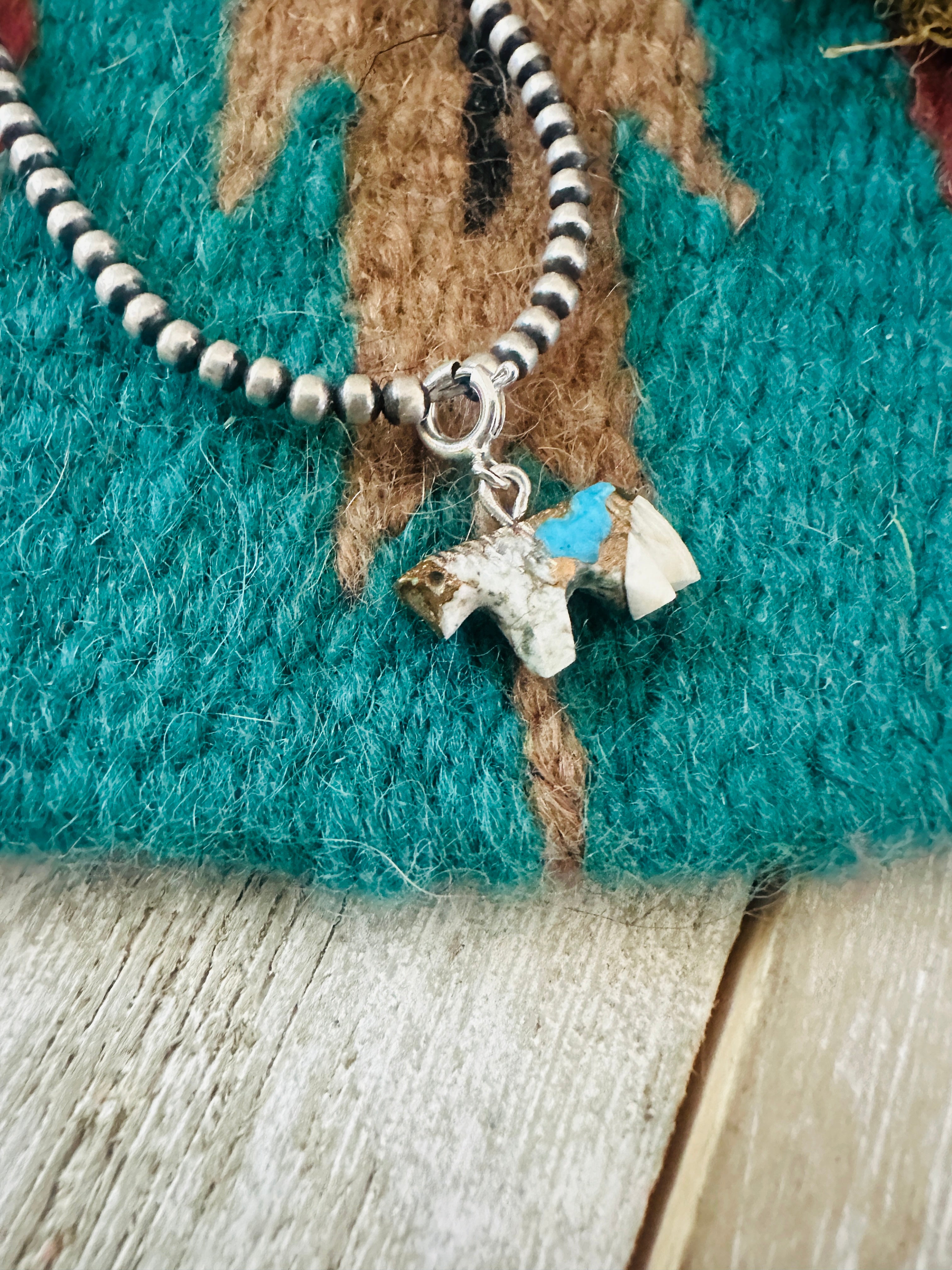 Handcrafted & Hand Carved Blue Mojave Horse Charm