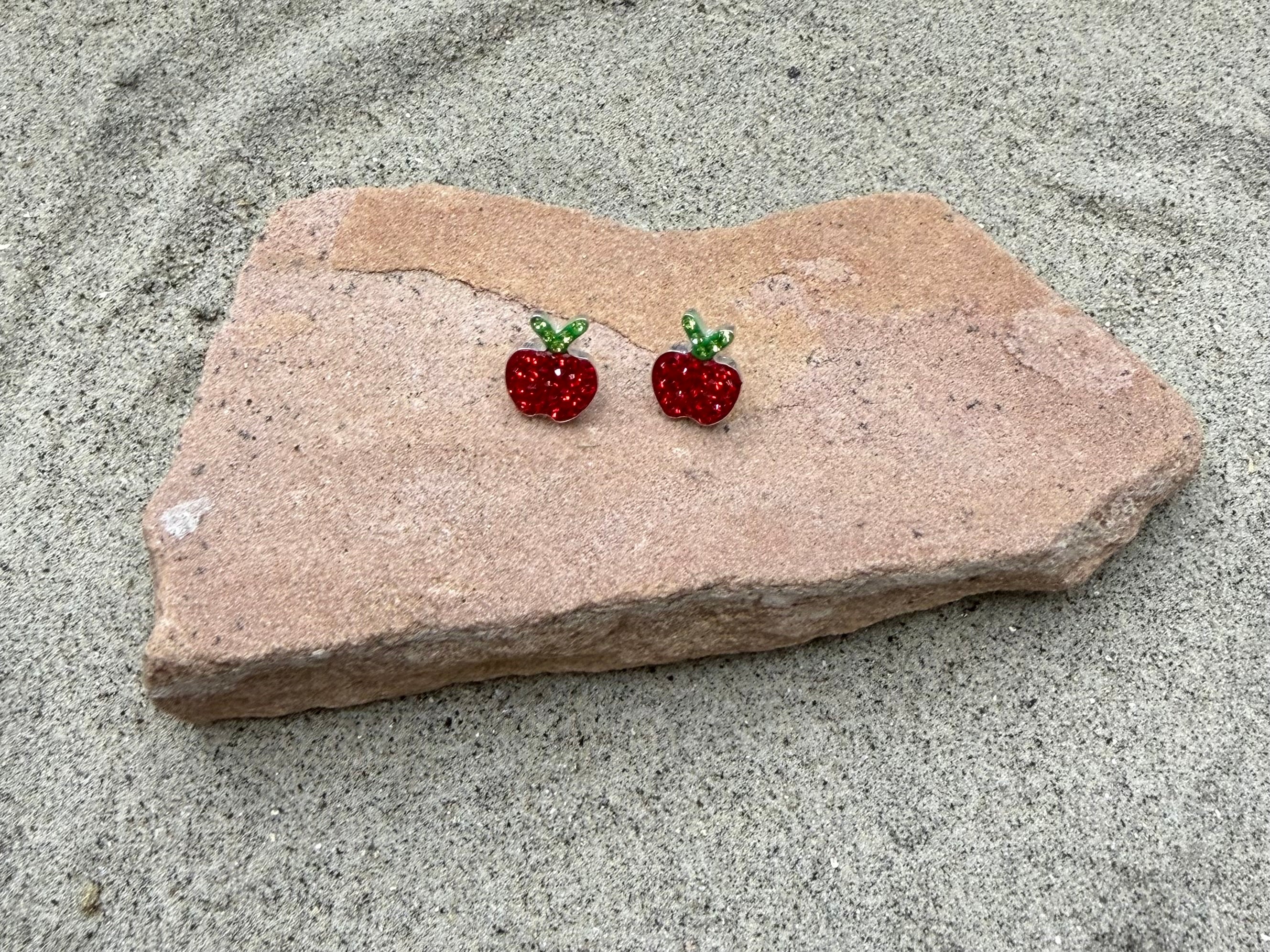 Apple CZ Sterling Silver Earrings