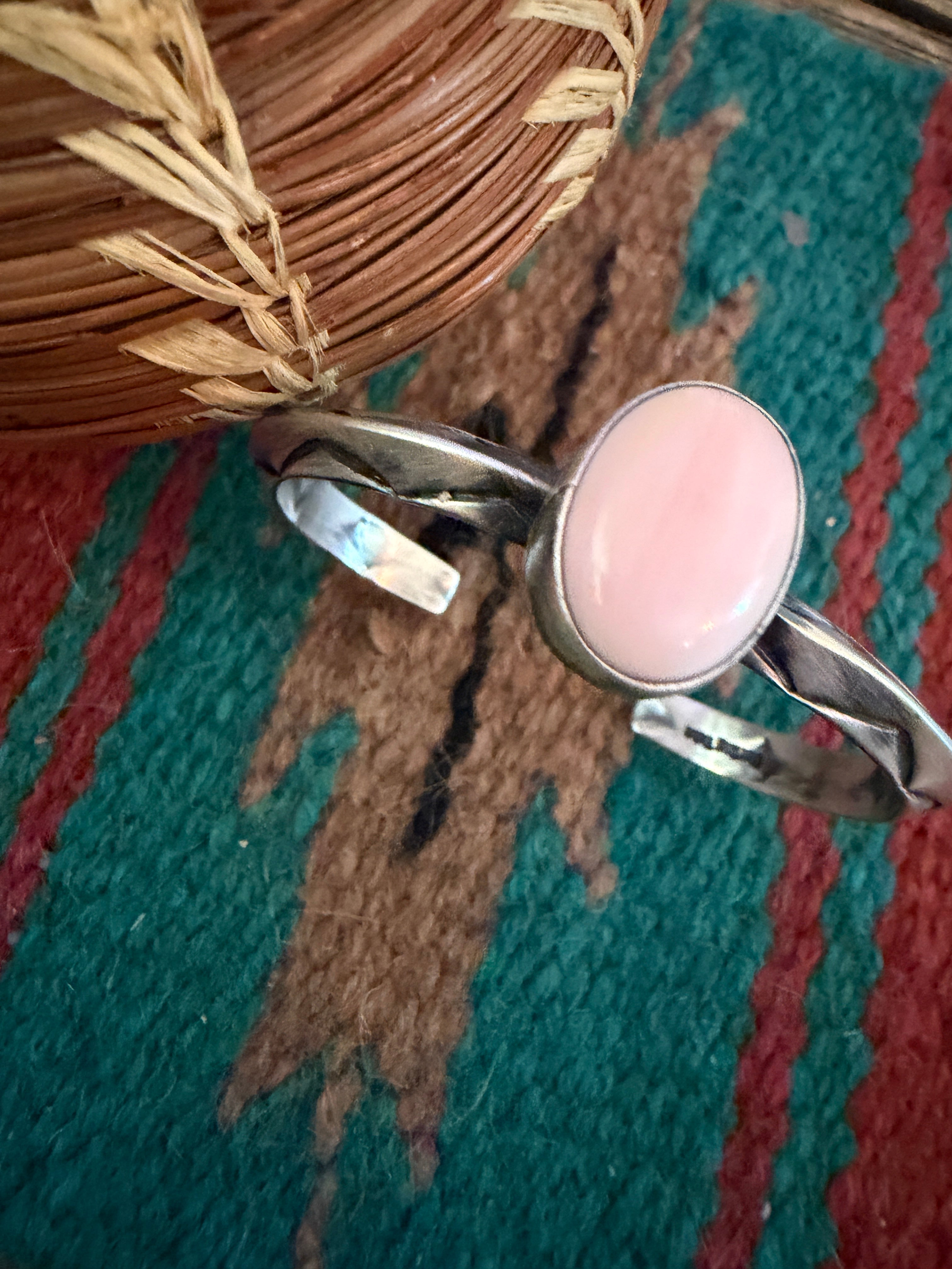 Handcrafted Queen Pink Conch & Sterling Silver Cuff Bracelet