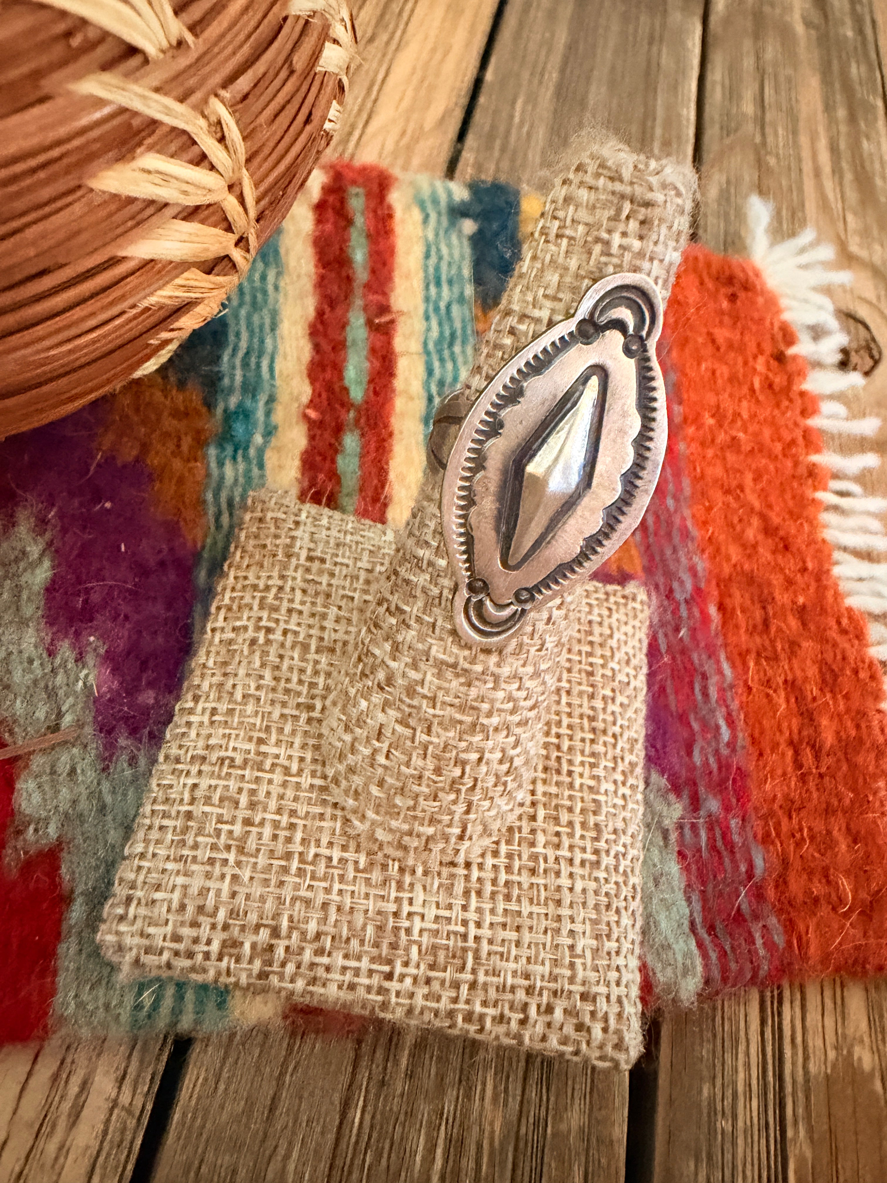 Old Pawn Handcrafted Sterling Silver Concho Ring Size 6.5