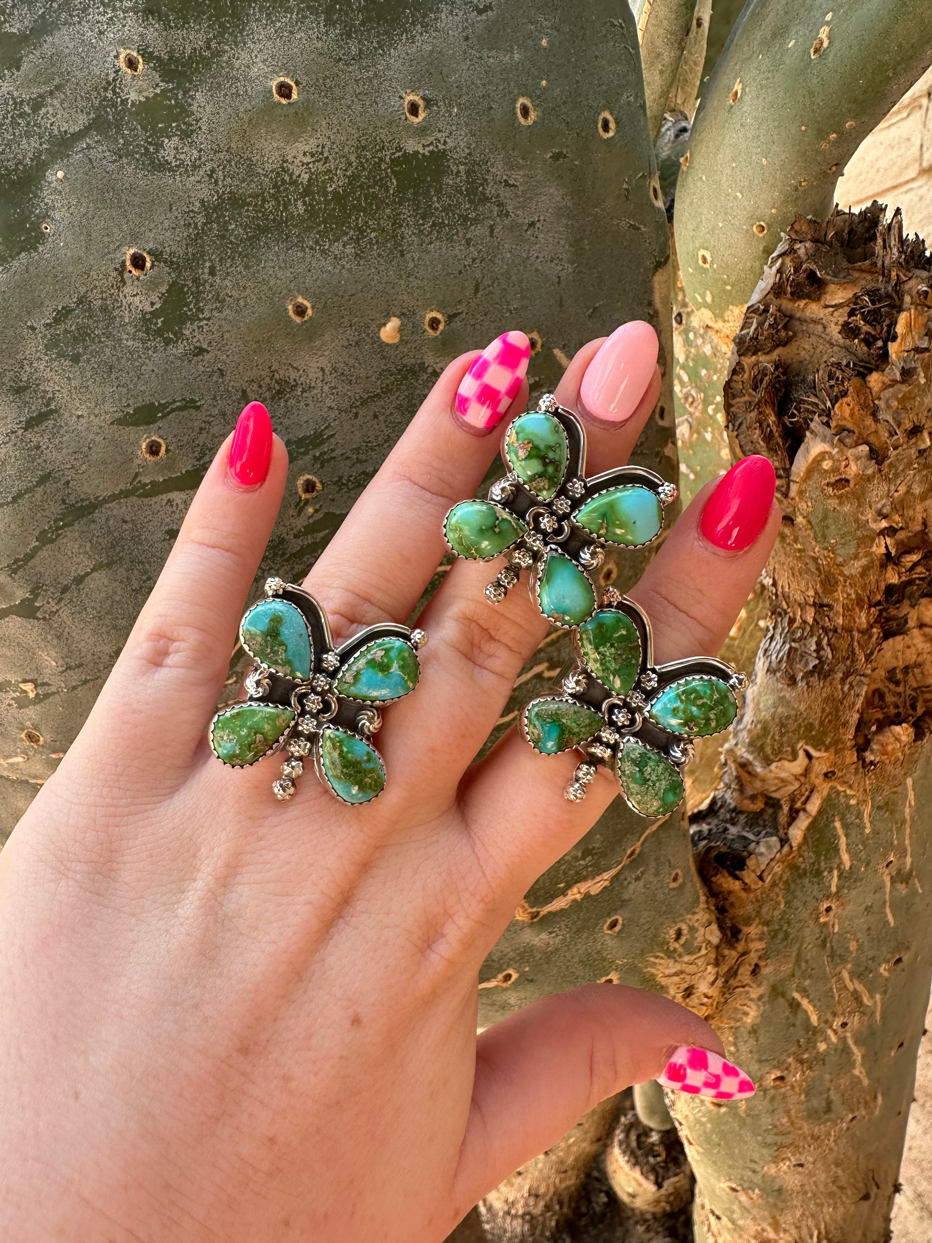 Handmade Butterfly Sonoran Mountain Turquoise & Sterling Adjustable Ring